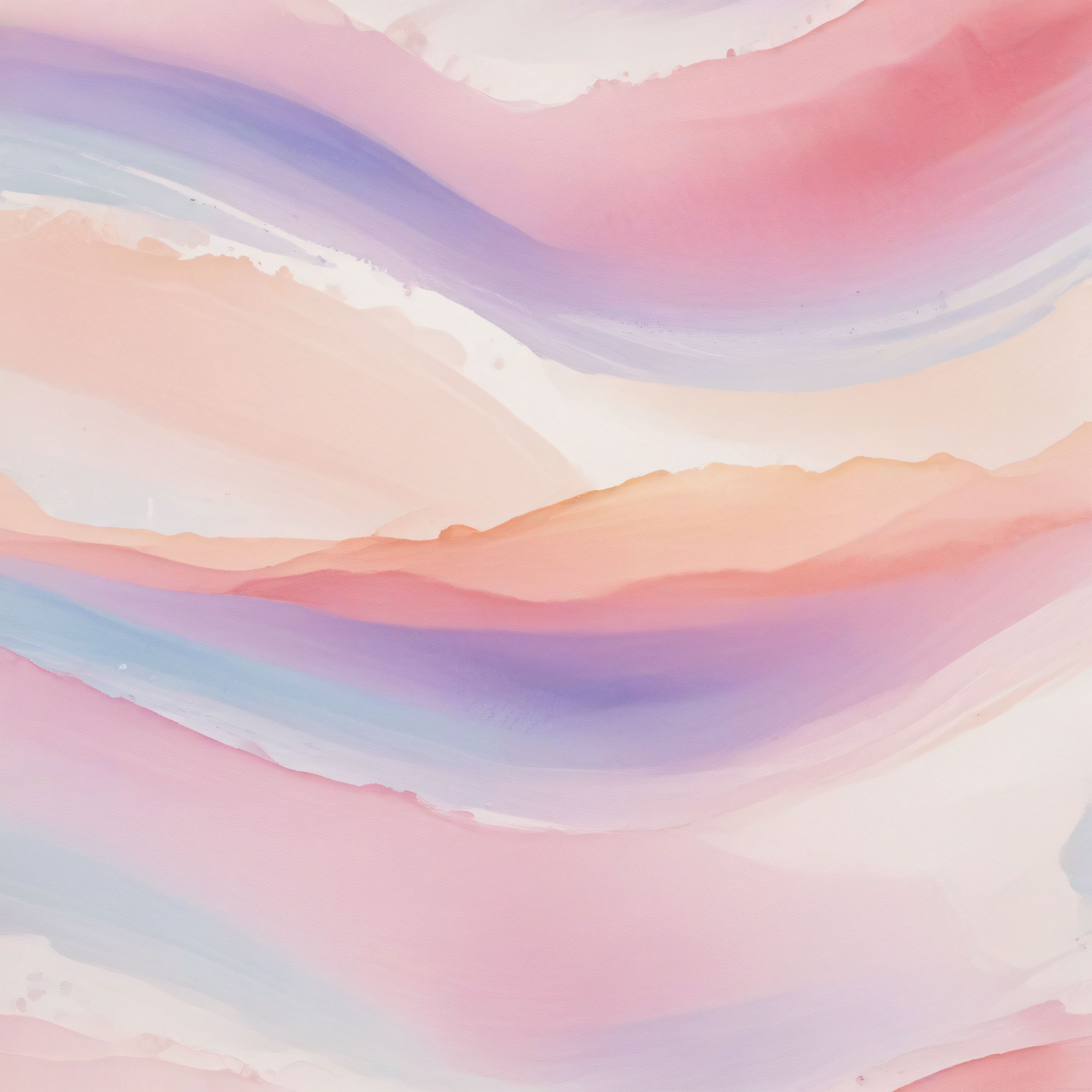 Pastel pembe, lavanta ve şeftali tonlarında soyut suluboya dalgalar