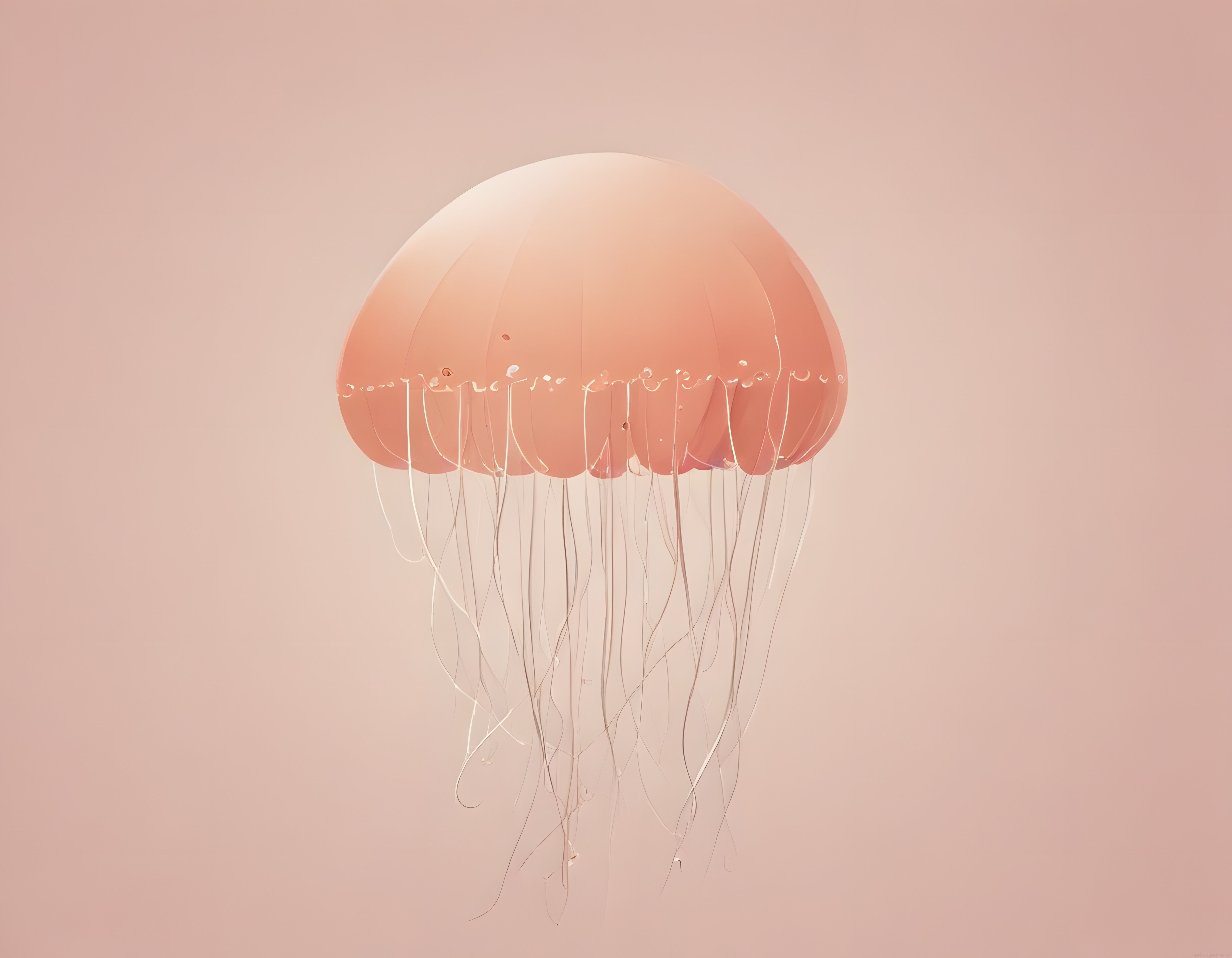 Pastel Pembe Tonlarda, Yumuşak Işıkla Aydınlanan Minimalist Deniz Anası