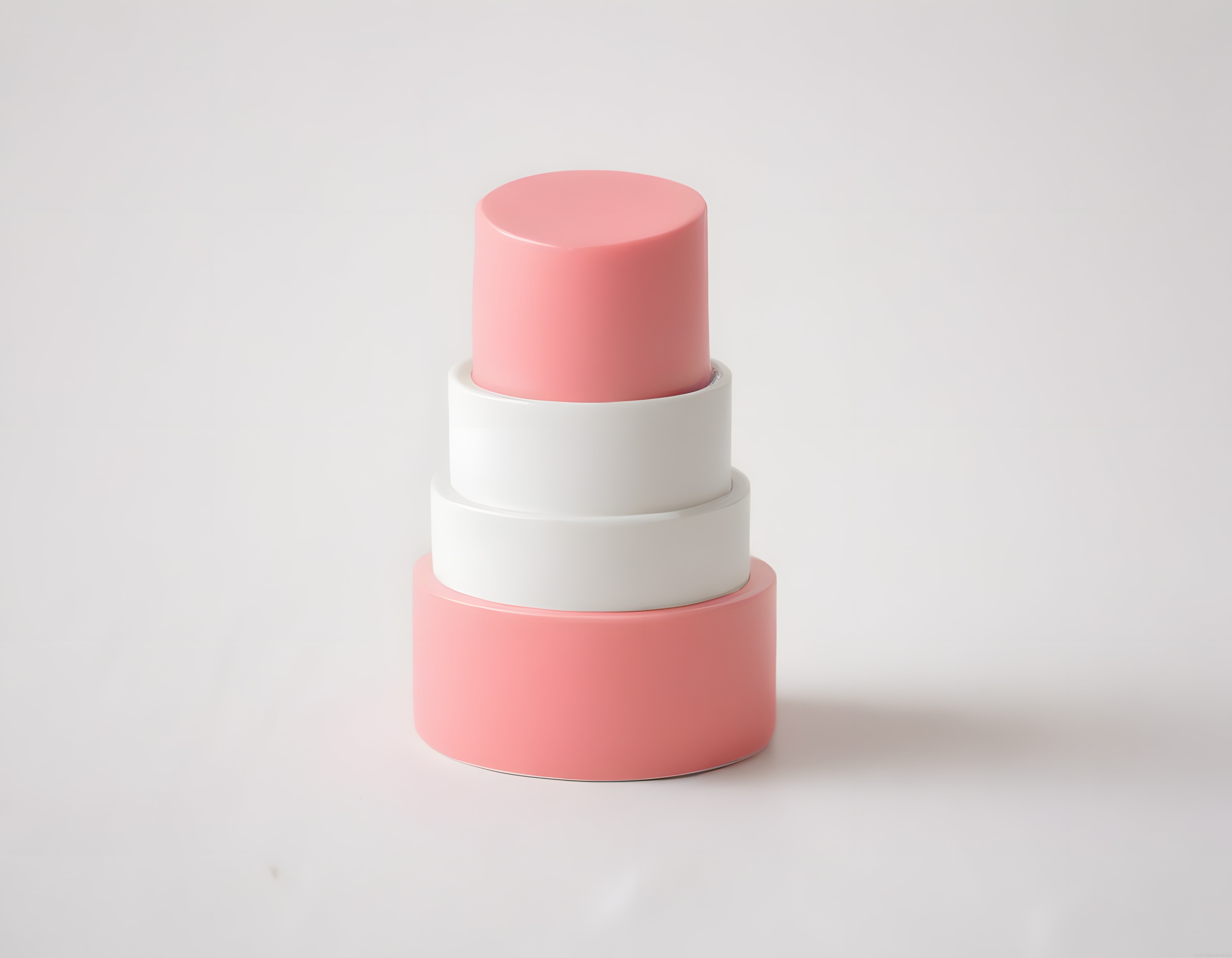 Pastel Pembe ve Beyaz Geometrik Silindirlerden Oluşan Minimalist 3D Tasarım