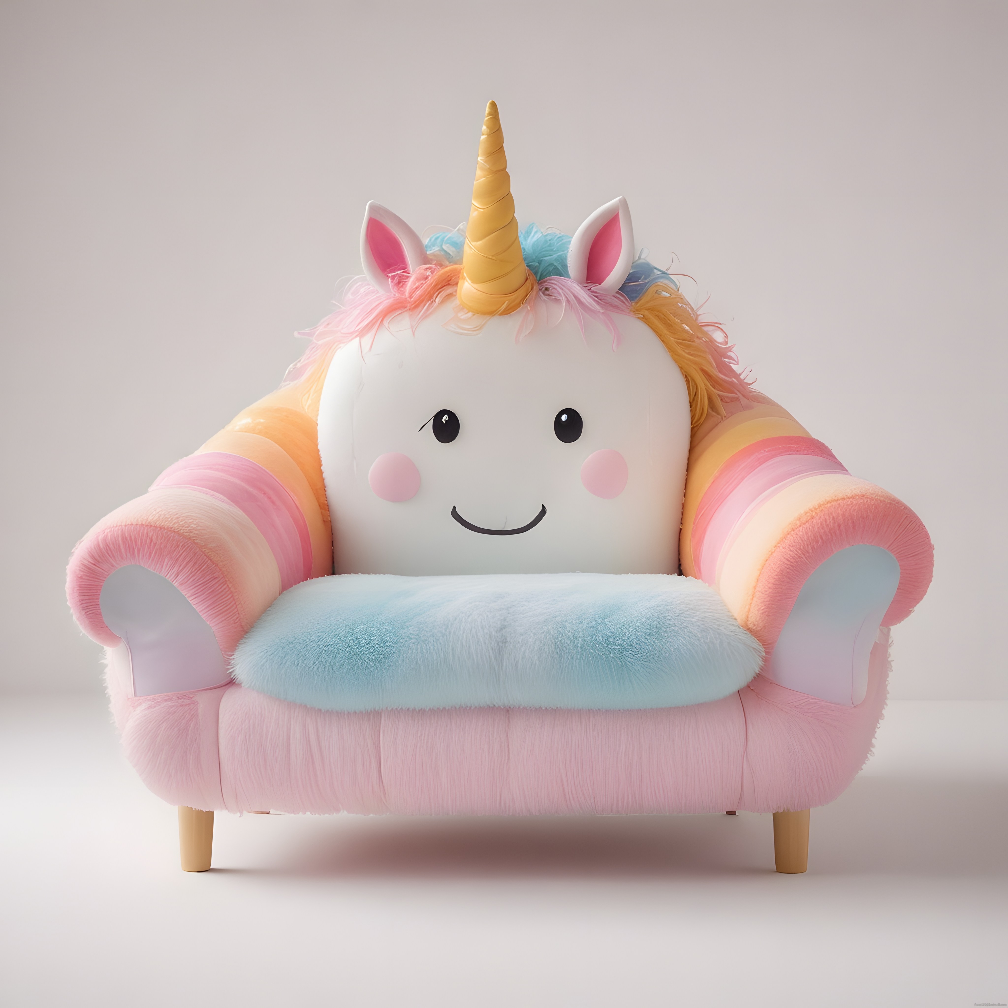 pastel pembe ve mavi tonlarında sevimli unicorn tasarımlı çocuk koltuğu