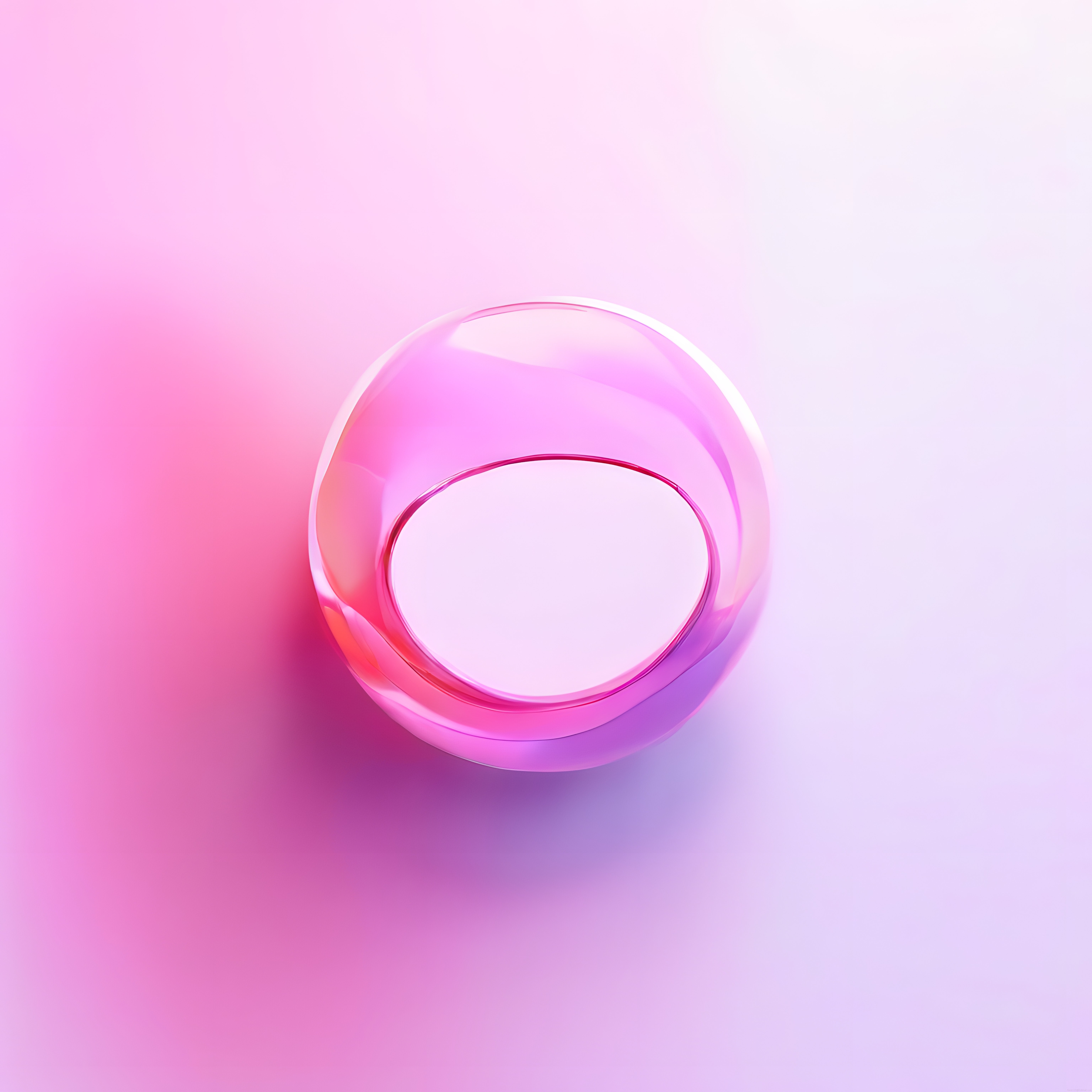 Pastel Pembe ve Mor Tonlarında Şeffaf Cam Halka 3D Render Görsel