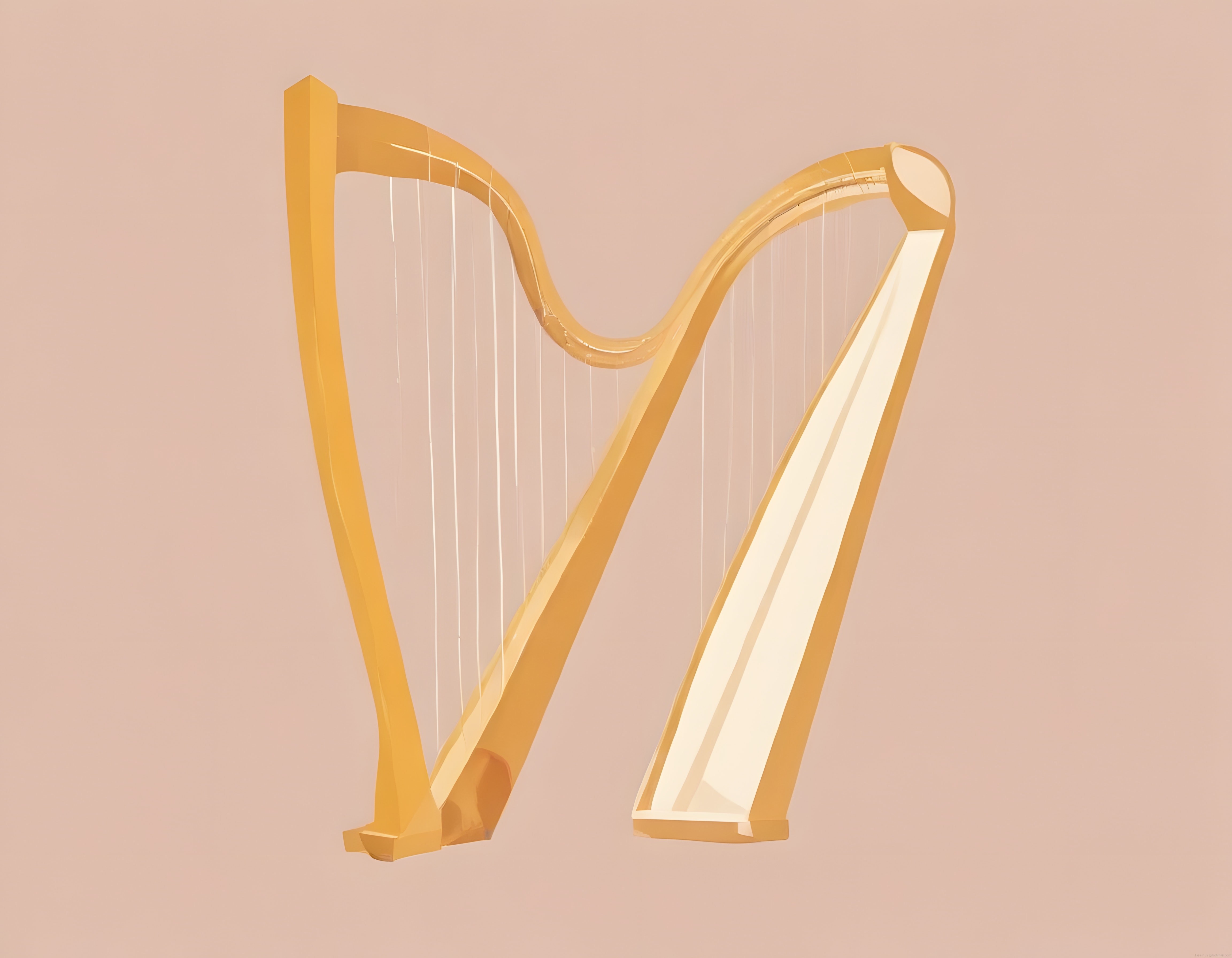Pastel Pudra Arka Planda Parlayan Altın Rengi Klasik Arp İllüstrasyonu