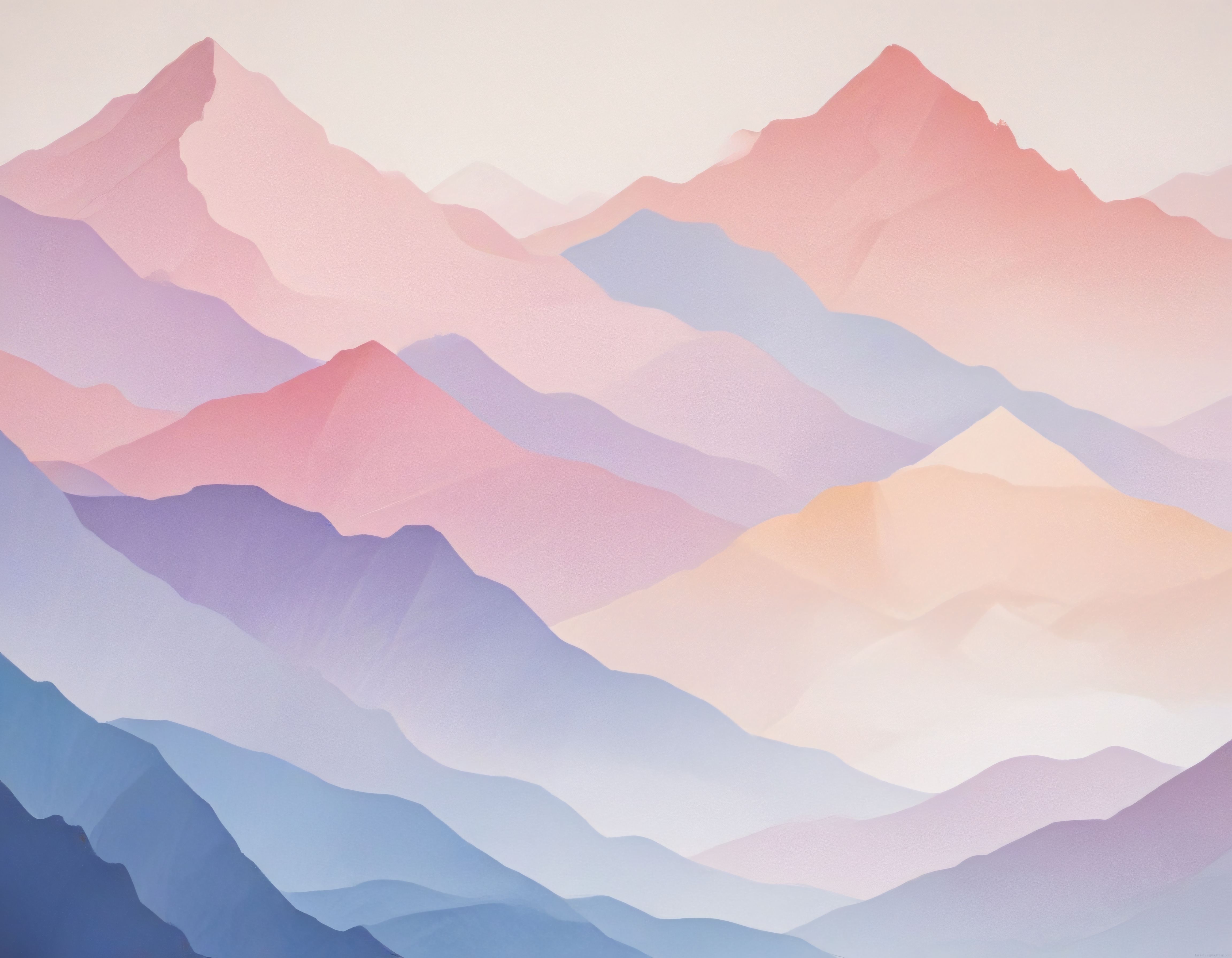 Pastel Renk Geçişli Soyut Dağ Katmanları Minimal Duvar Kağıdı