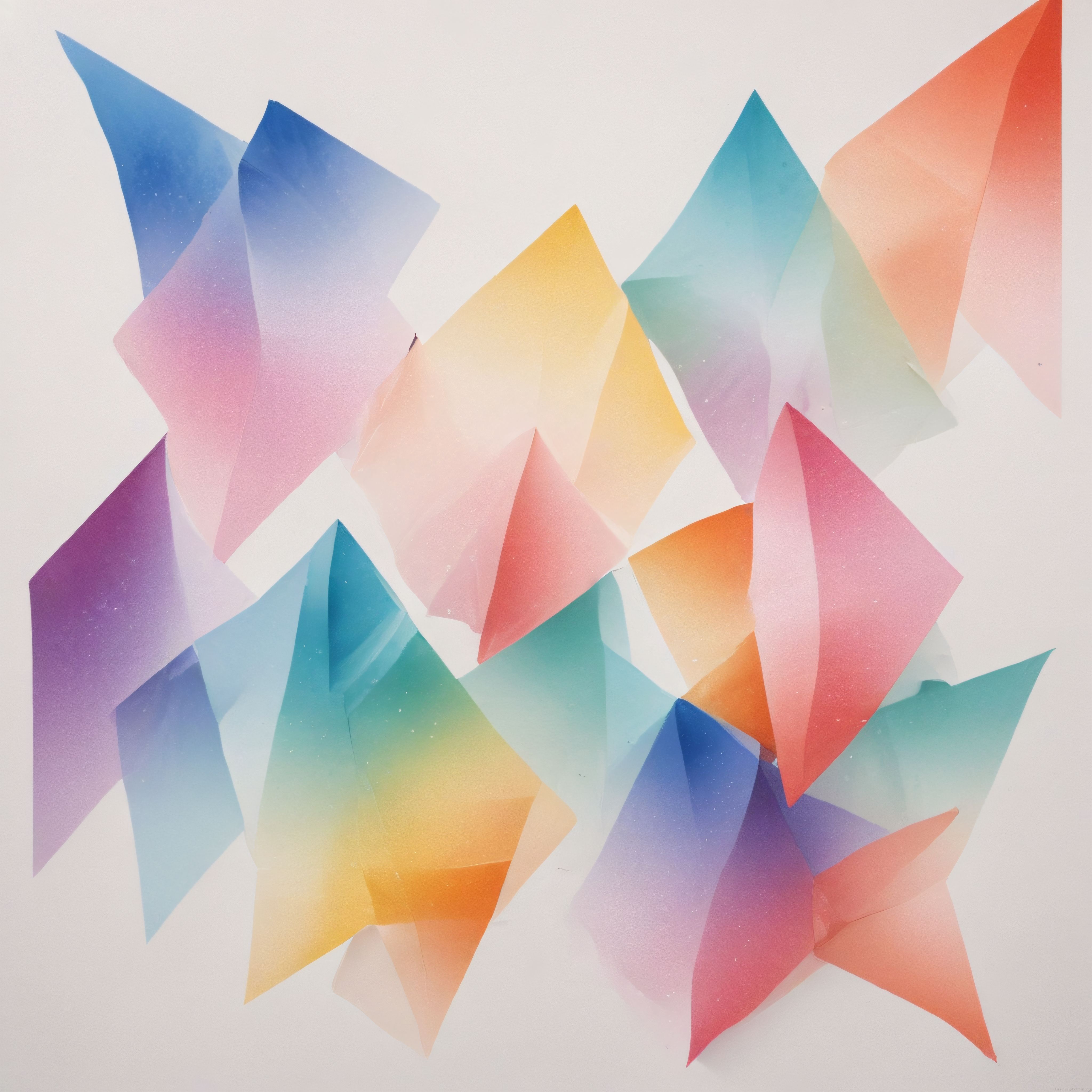 Pastel Renklerde Geometrik Şekillerin Dansı: Translüsan Soyut Sanat Kompozisyonu