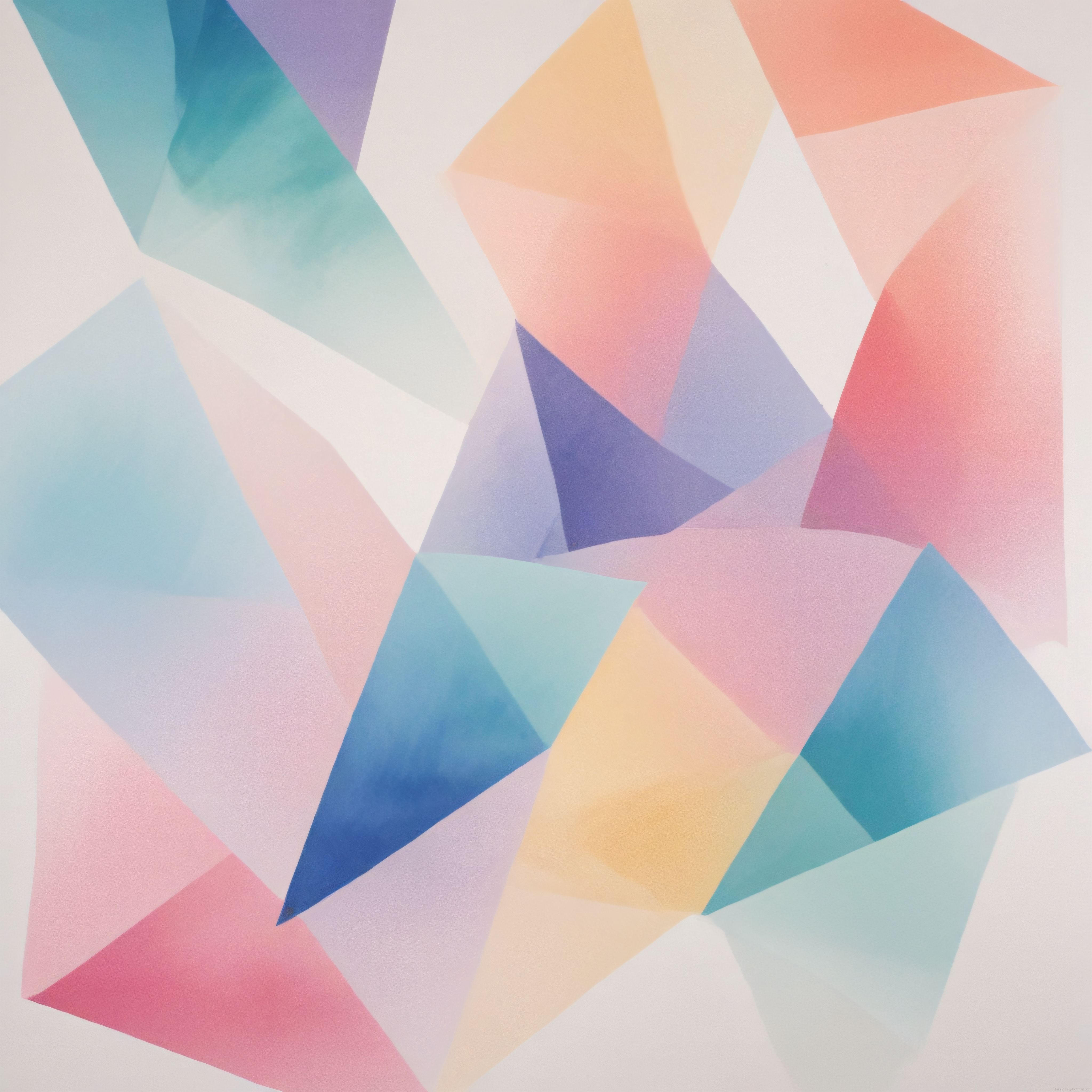 Pastel Renklerde Geometrik Soyut Dijital Sanat Kompozisyonu ve Minimalist Arka Plan