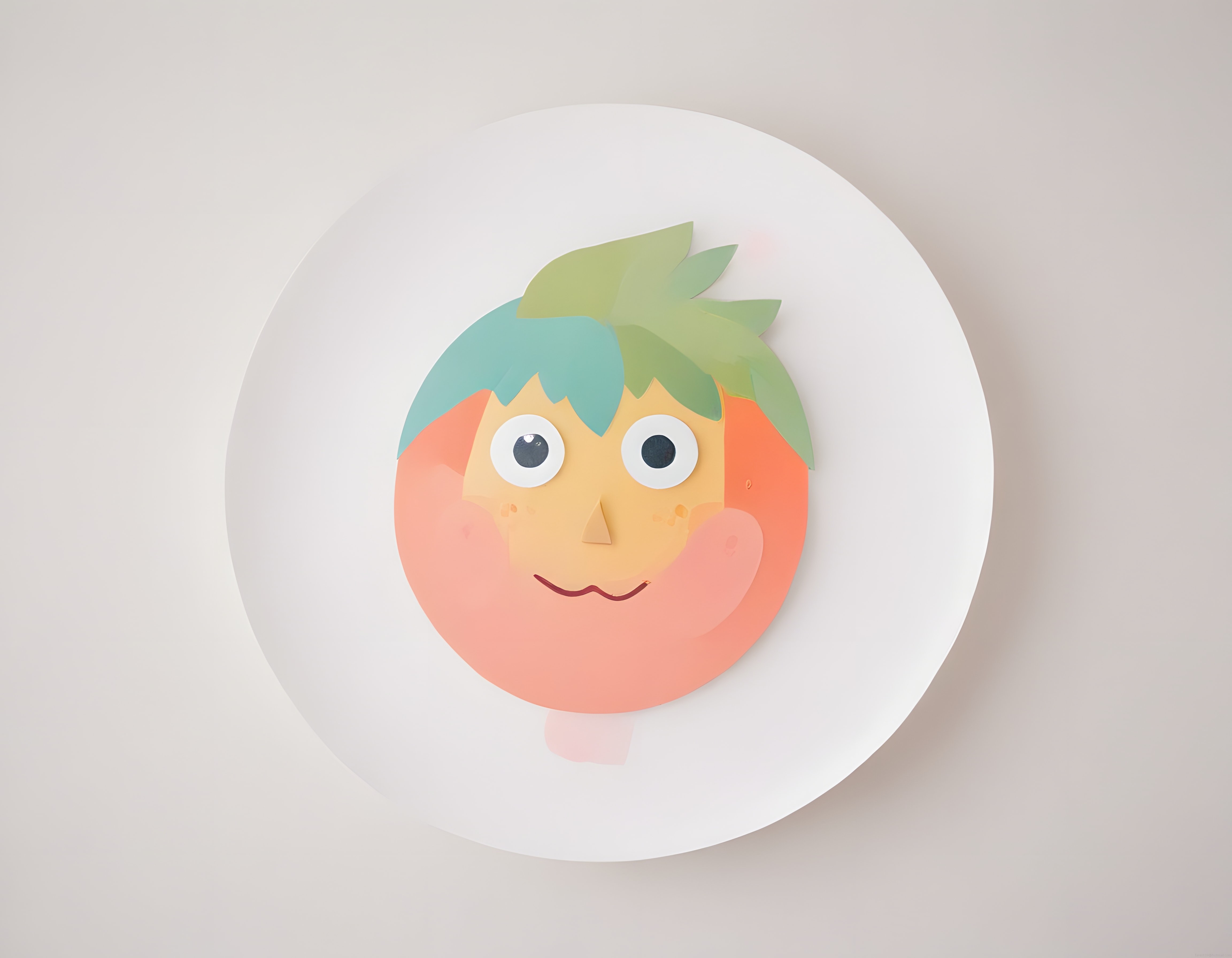 Pastel Renklerde Kağıt Rölyef Çalışmasıyla Yapılmış Çocuk Portre Süsü
