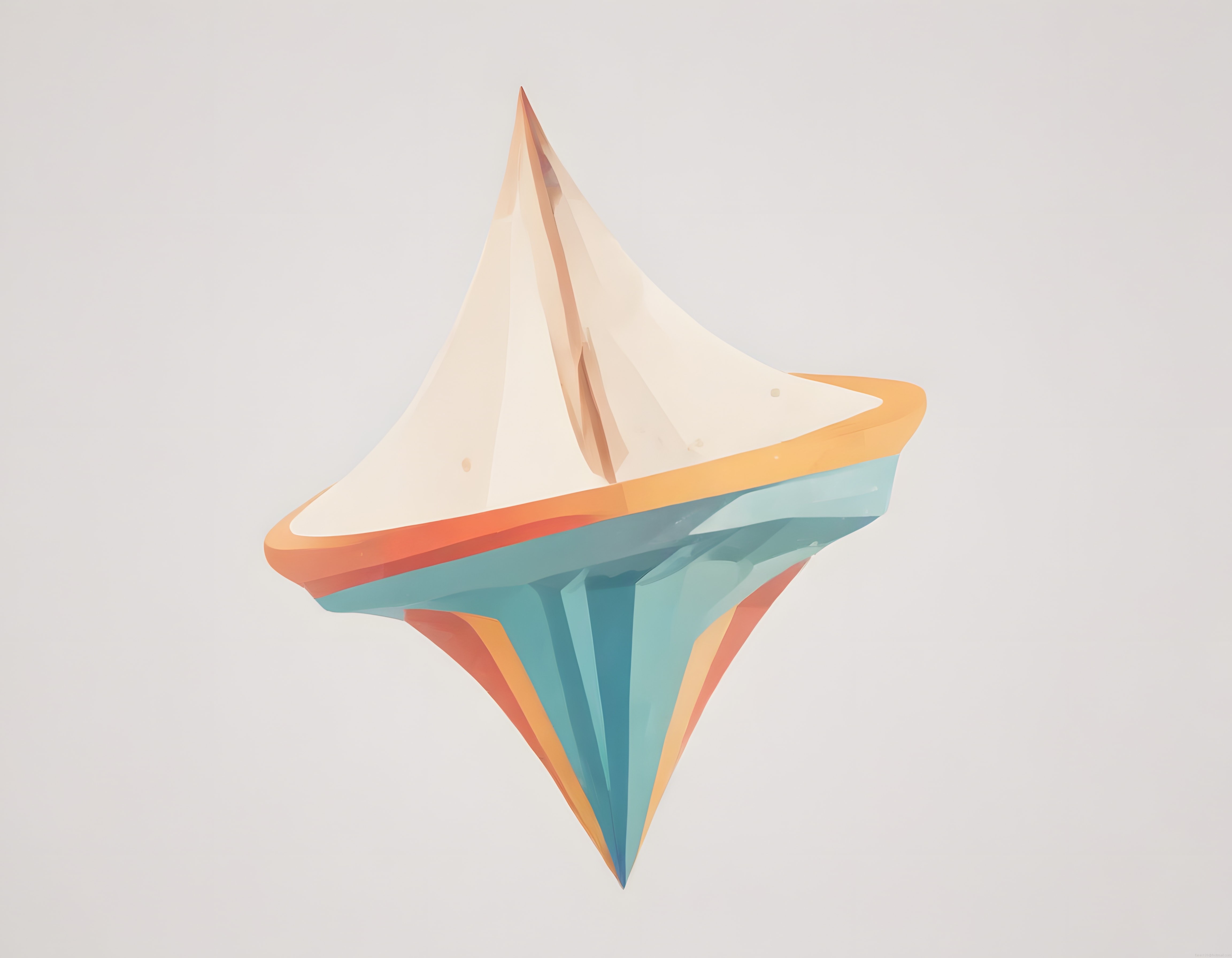 Pastel Renklerde Soyut Geometrik Kristal Form ve Minimal 3D Sanat Tasarımı