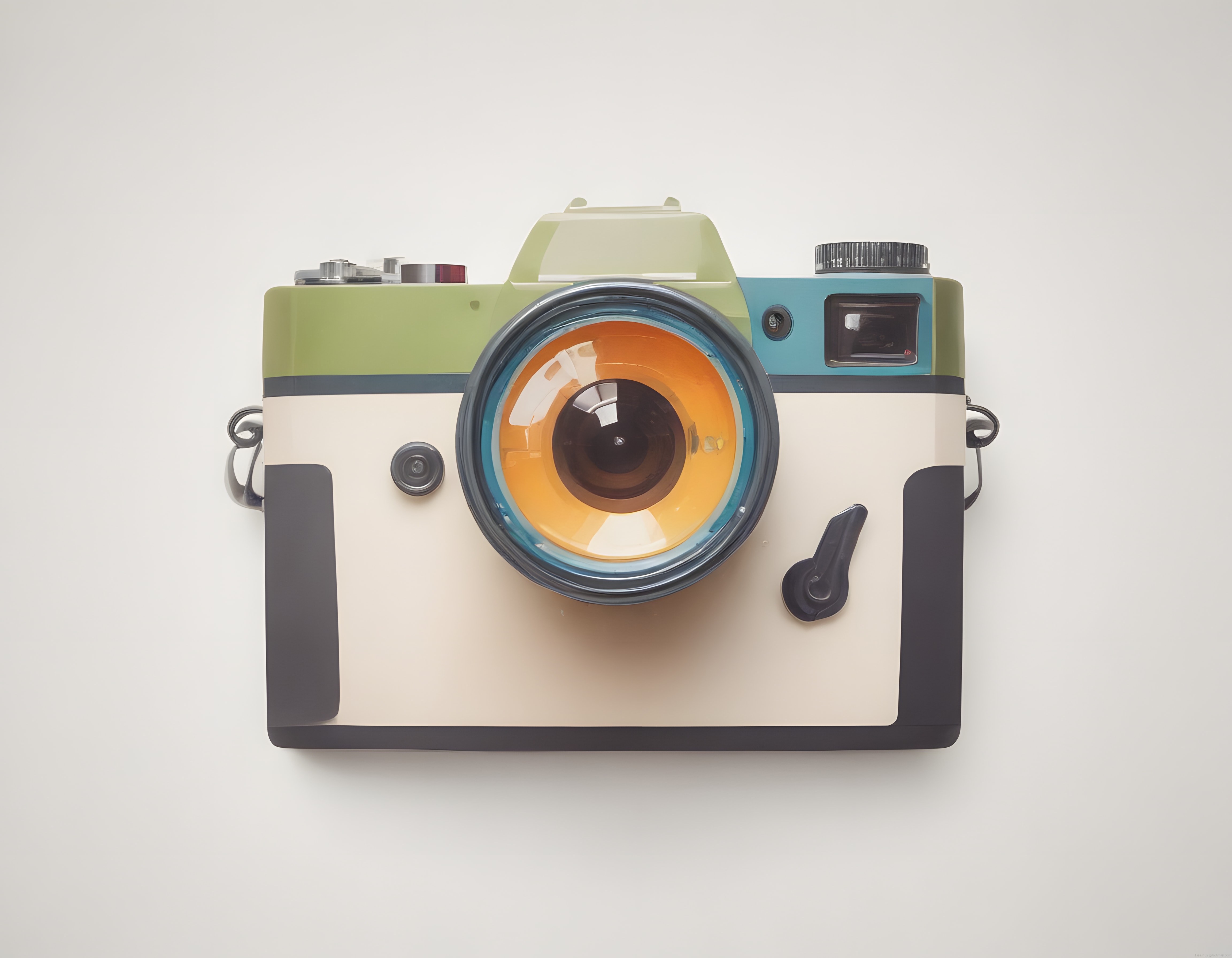 Pastel Renklerde Vintage Kamera: Nostaljik Fotoğraf Makinesi İllüstrasyonu