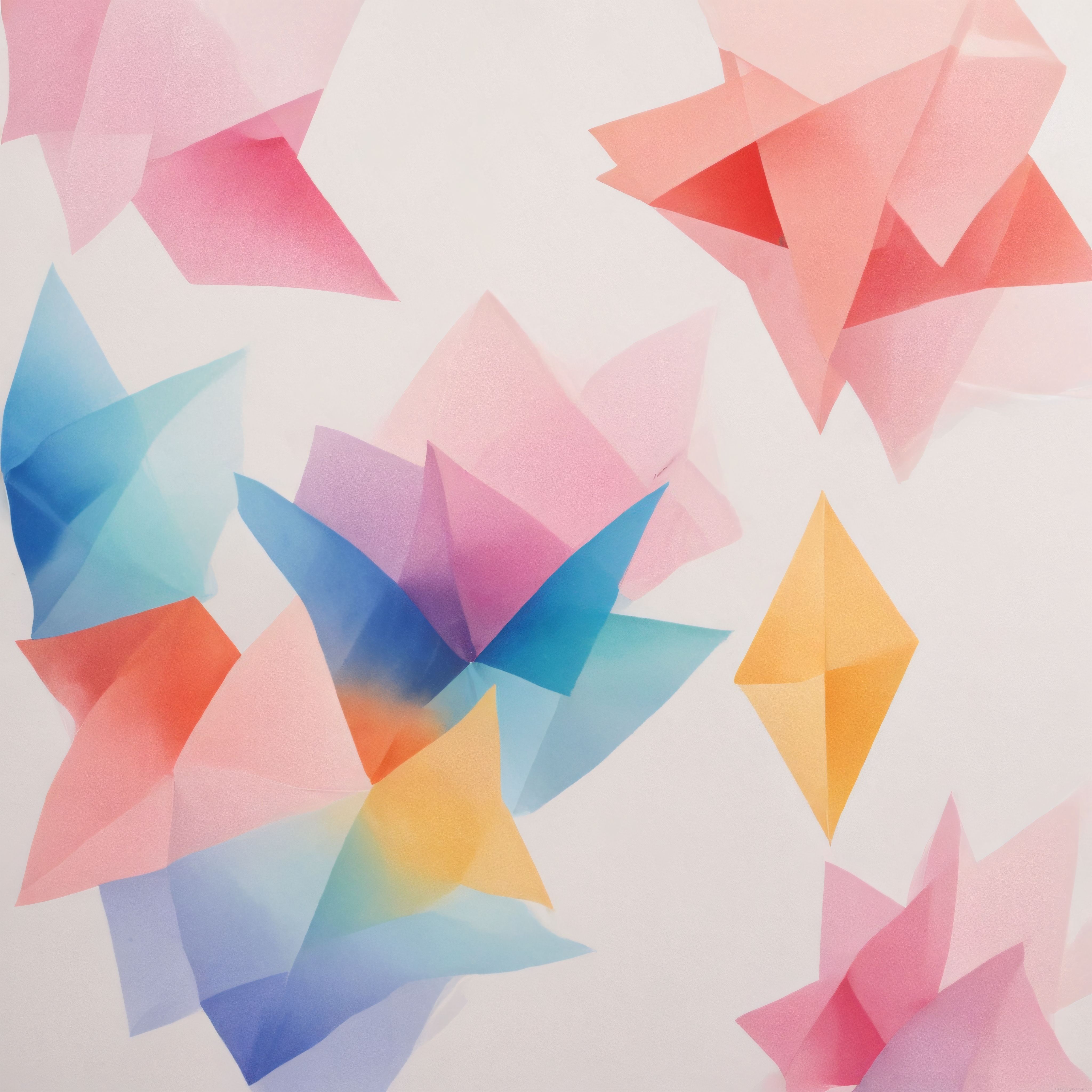 Pastel Renklerde Yumuşak Geometrik Katlamalar ve Modern Soyut Sanat