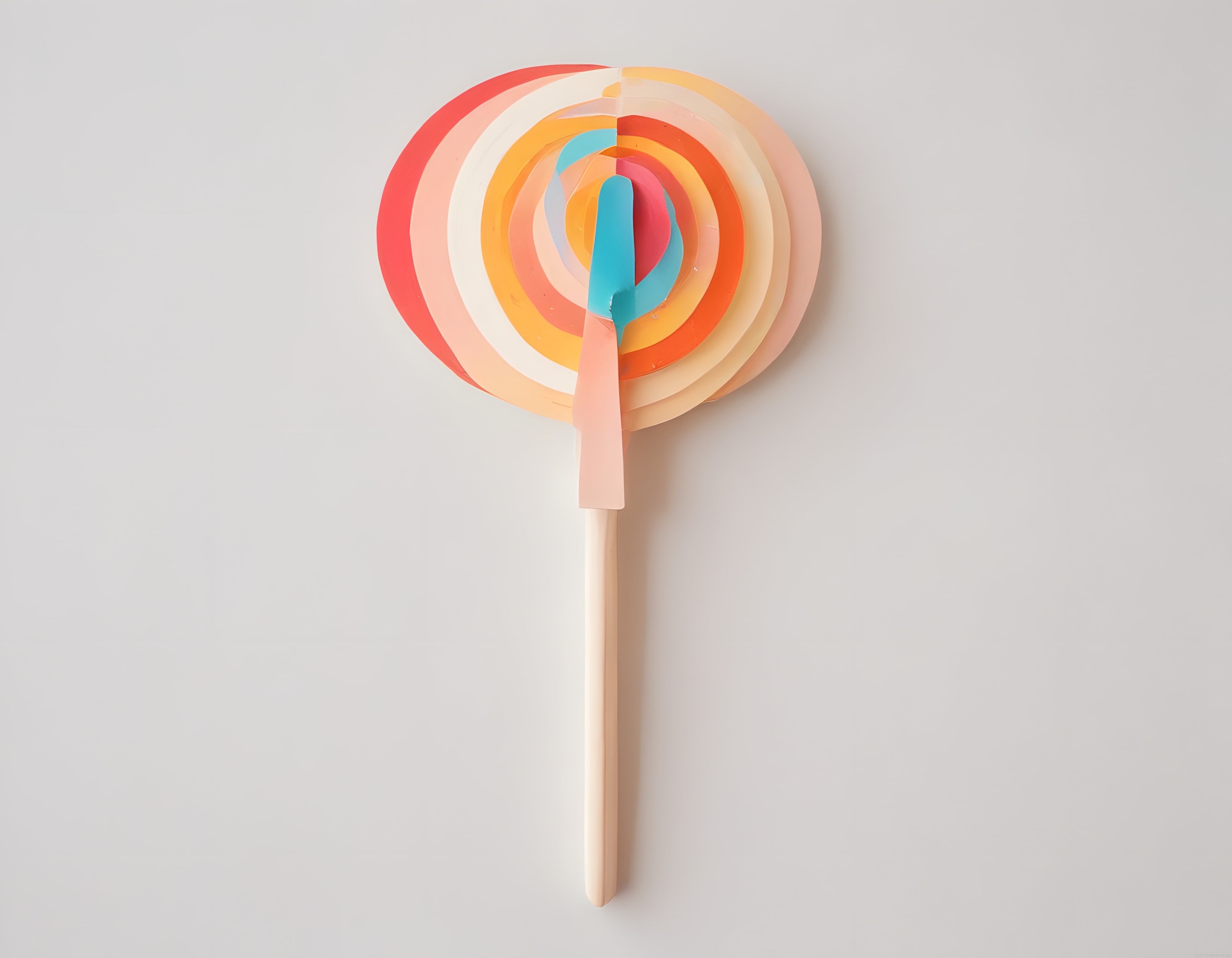 Pastel Renklerle Lolipop Formlu Üç Boyutlu Kağıt Sanatı ve Minimal Tasarım
