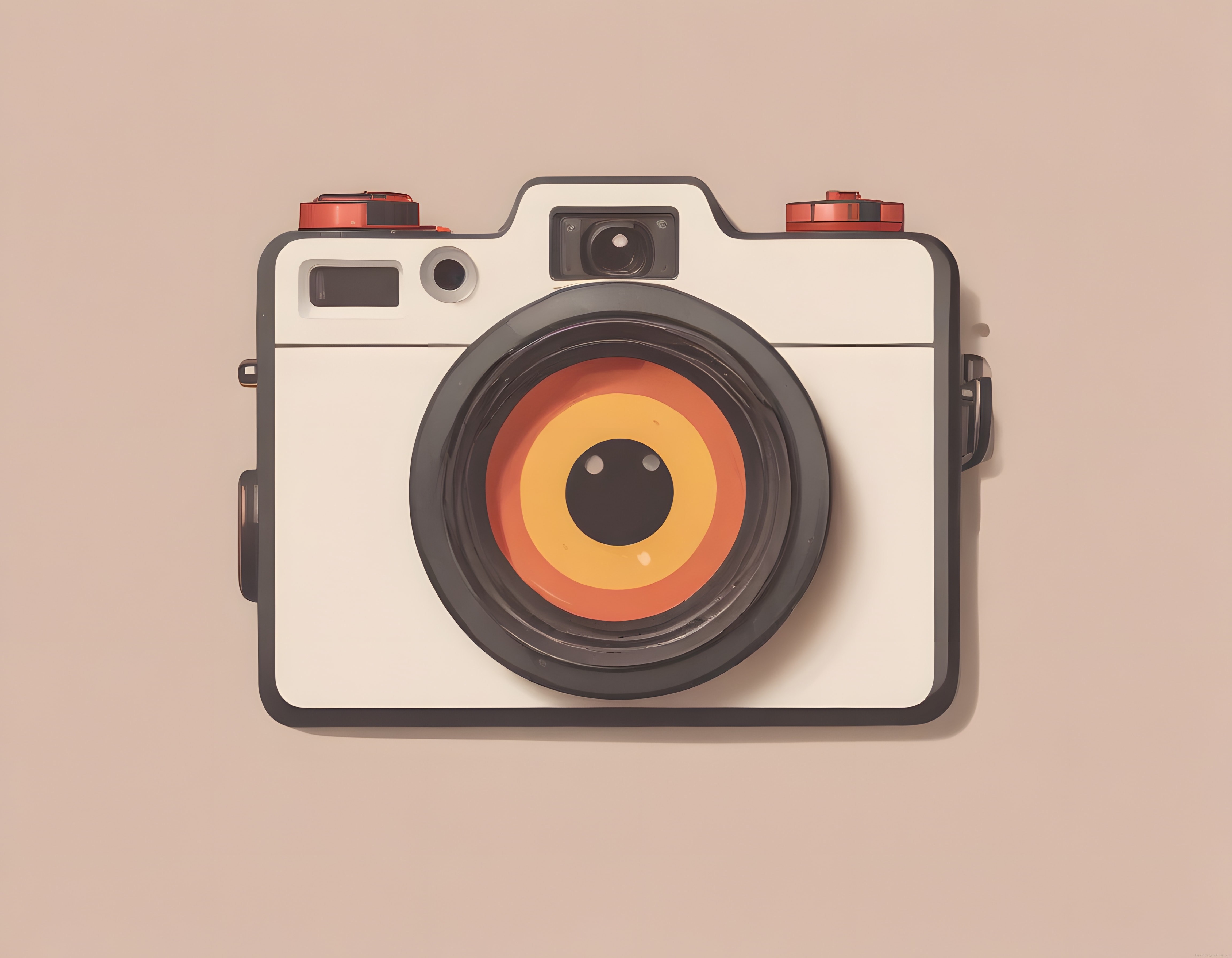 Pastel Renkli Arka Planda Minimalist Retro Fotoğraf Makinesi İllüstrasyonu