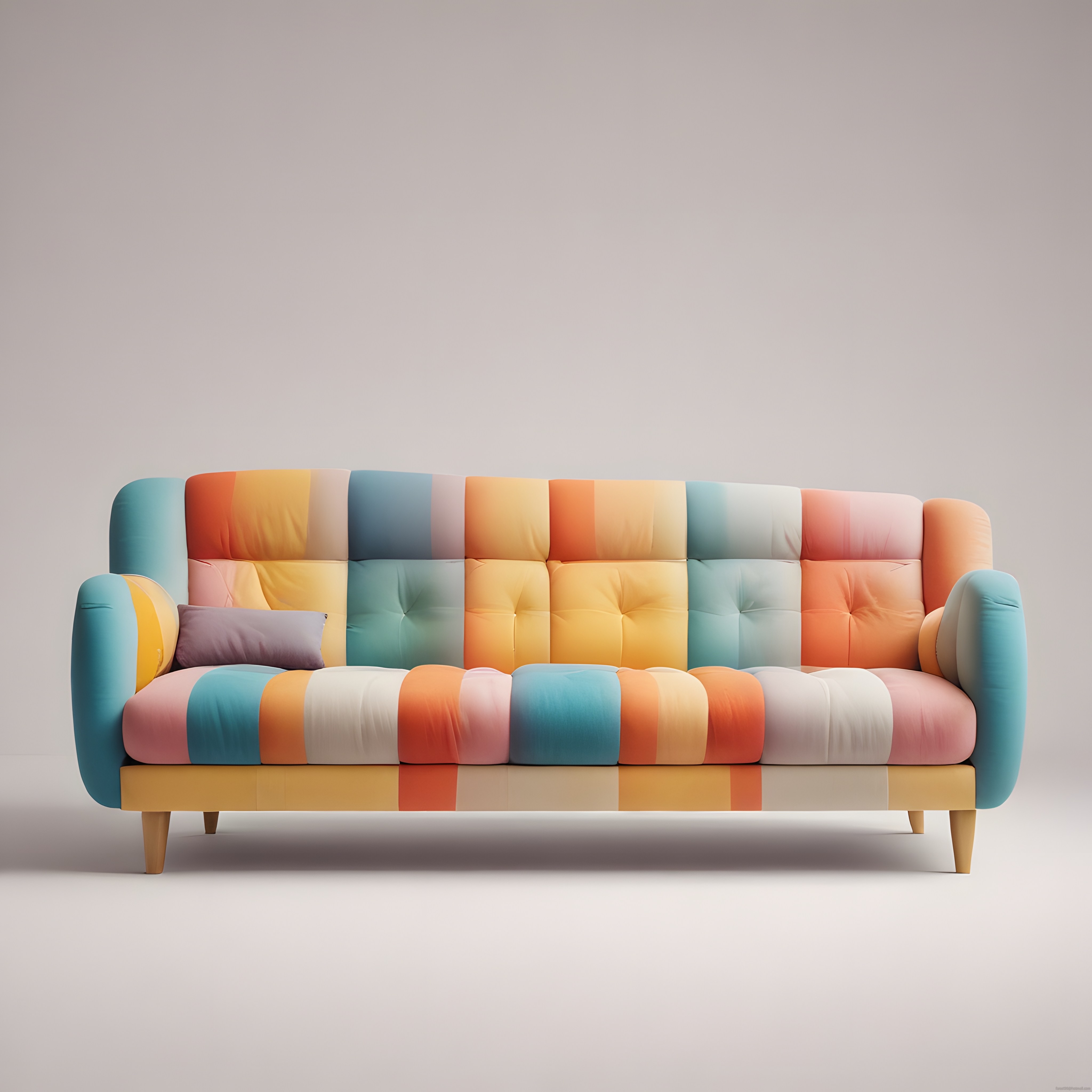 Pastel Renkli Çizgili Modern Kanepe ve Minimalist İç Mekan Dekorasyonu