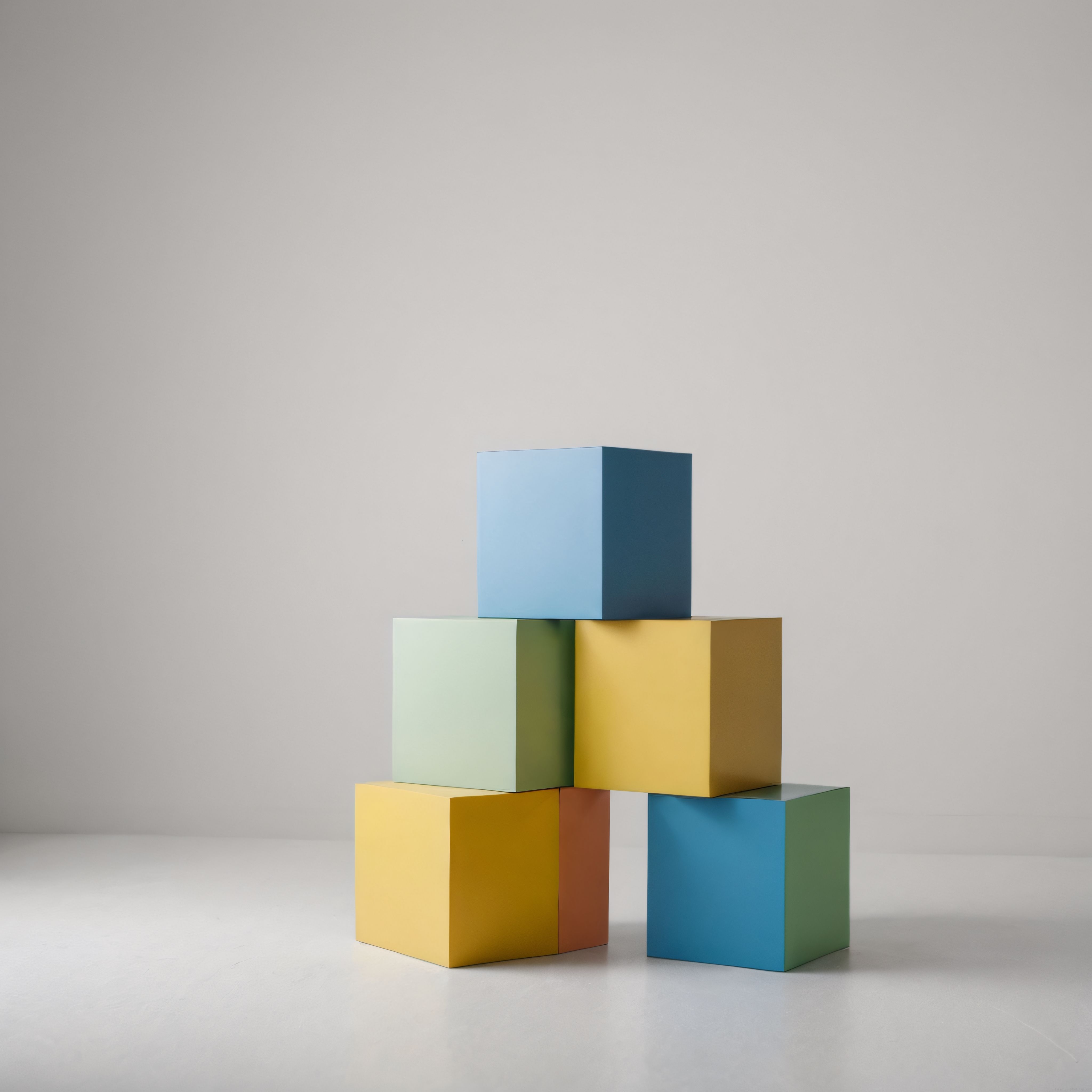 Pastel Renkli Geometrik Küplerden Oluşan Minimalist Soyut 3D Kompozisyon