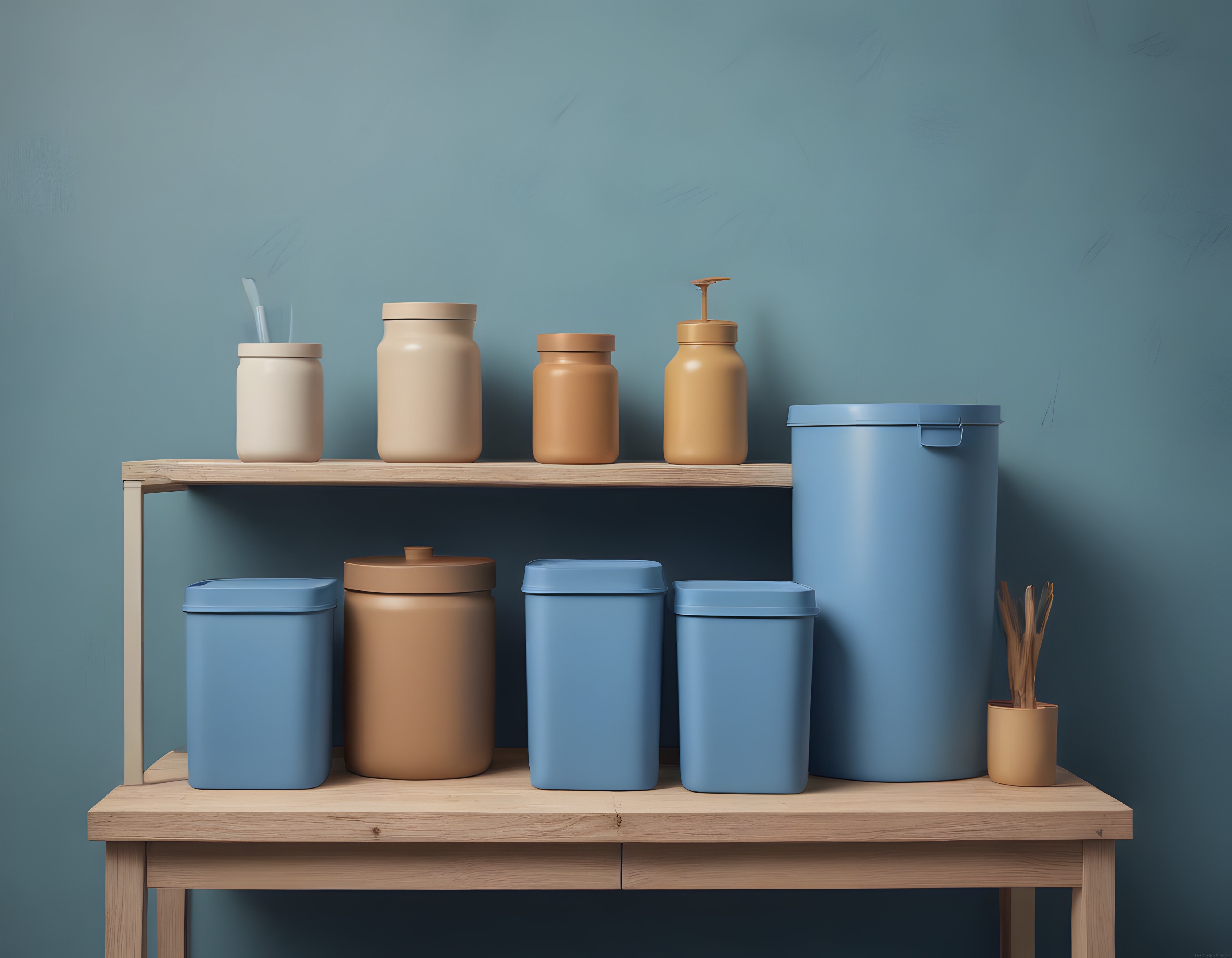 Pastel Renkli Mutfak Saklama Kaplarıyla Minimalist Raf Düzeni ve Ev Dekorasyonu