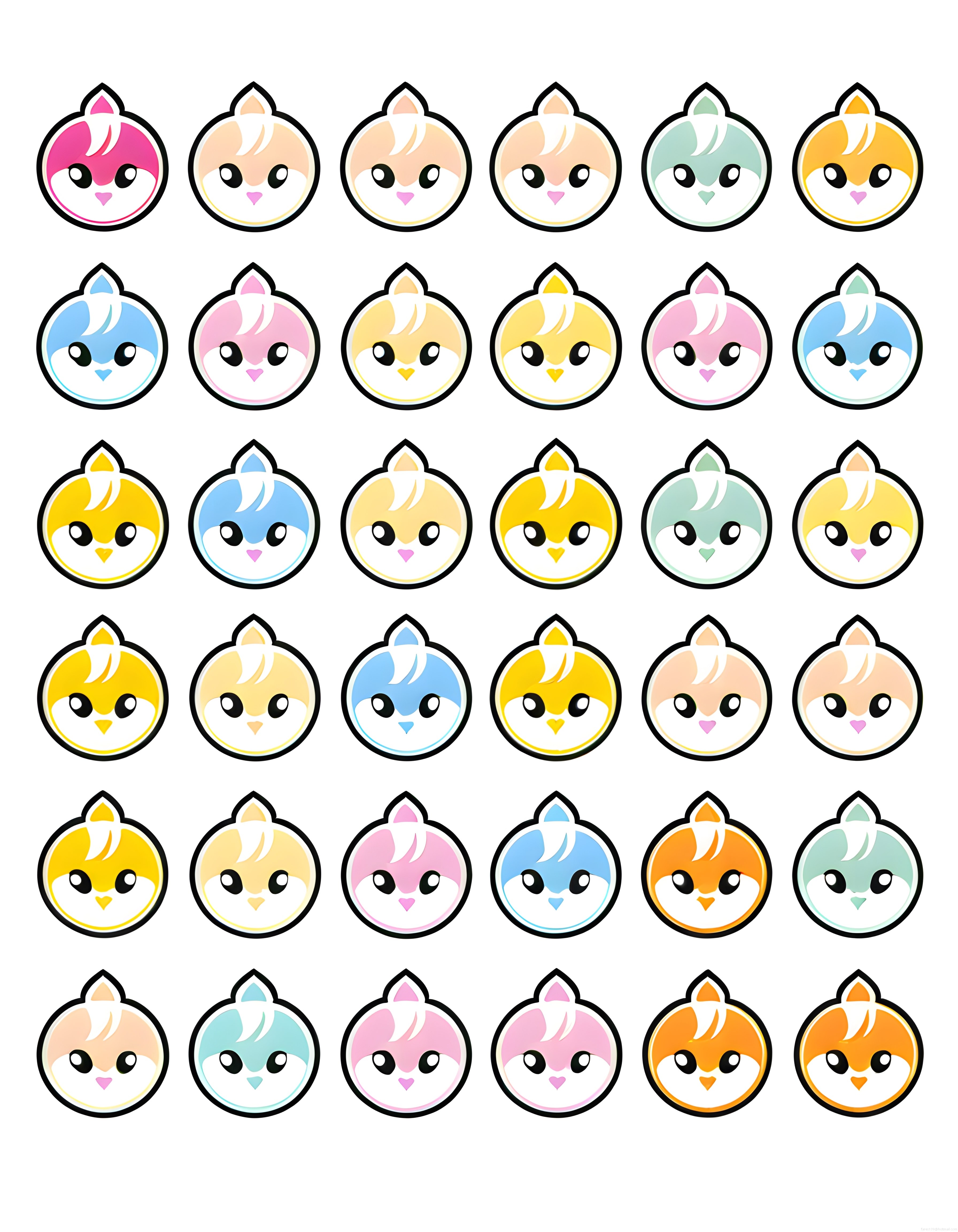 Pastel Renkli Sevimli Karakterler: Kawaii Avatar ve Çıkartma Seti Koleksiyonu