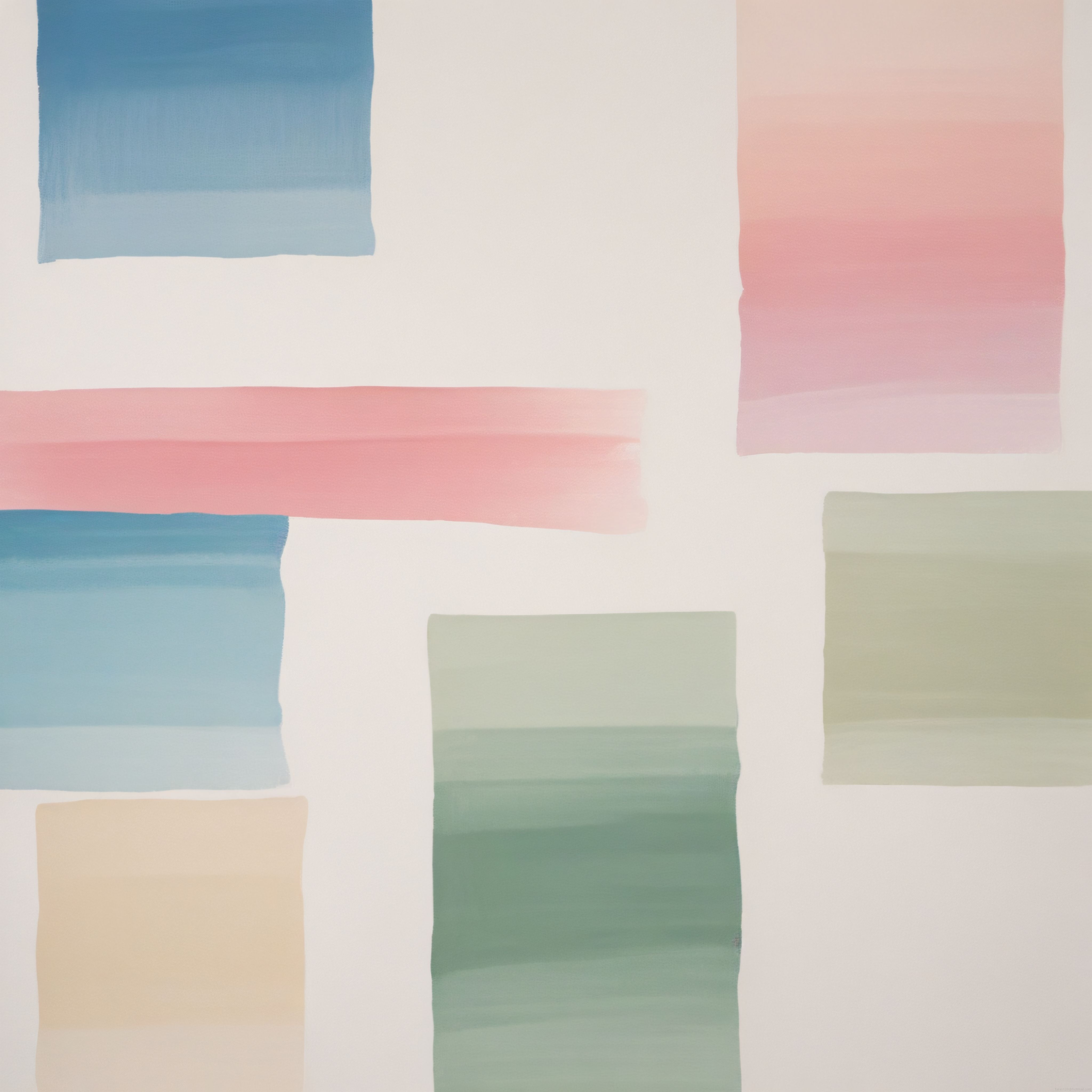 Pastel Renkli Soyut Suluboya Bloklarıyla Huzur Veren Minimalist Sanat Eseri