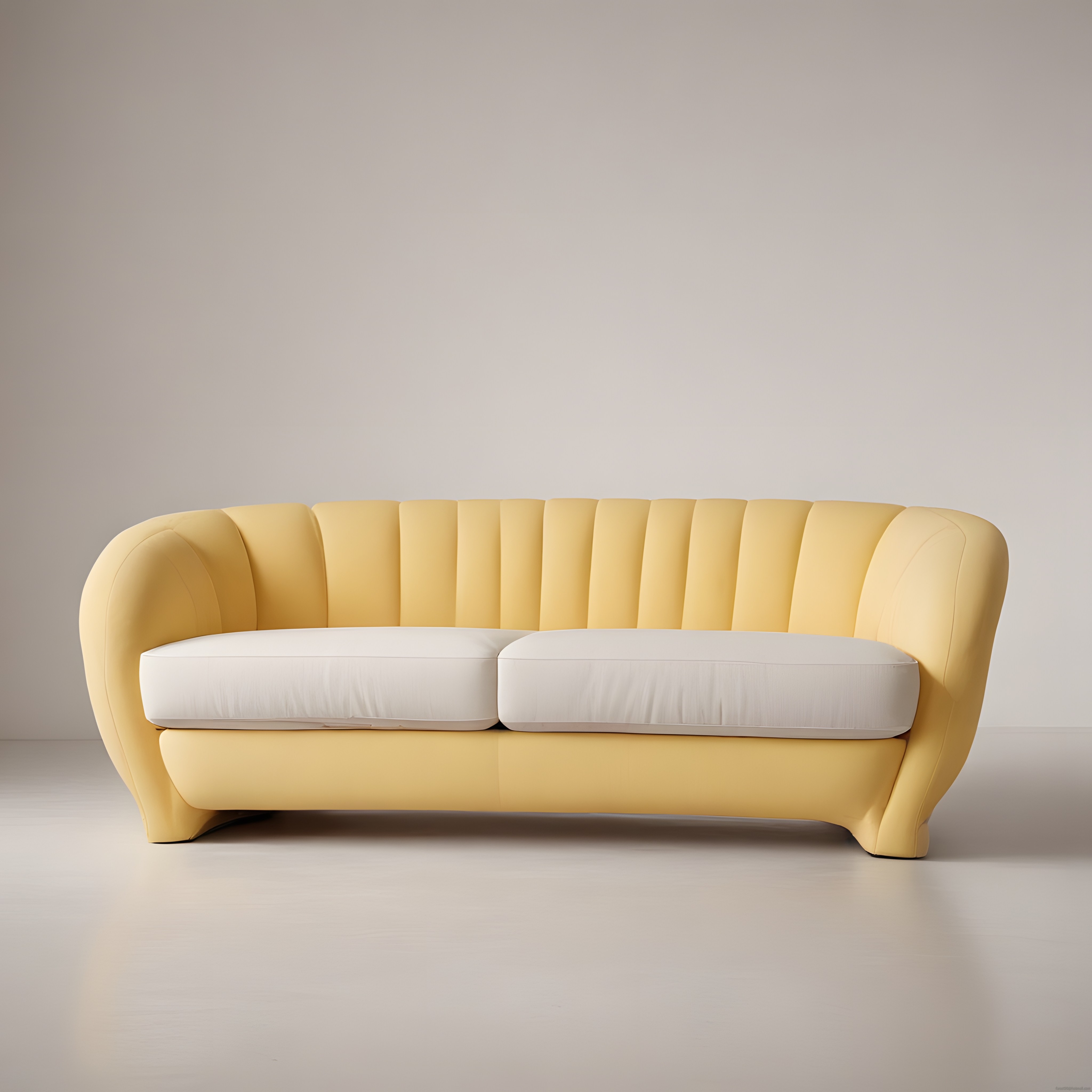 Pastel Sarı Modern Kanepe: Minimal Salon Dekorasyonu için Şık Mobilya