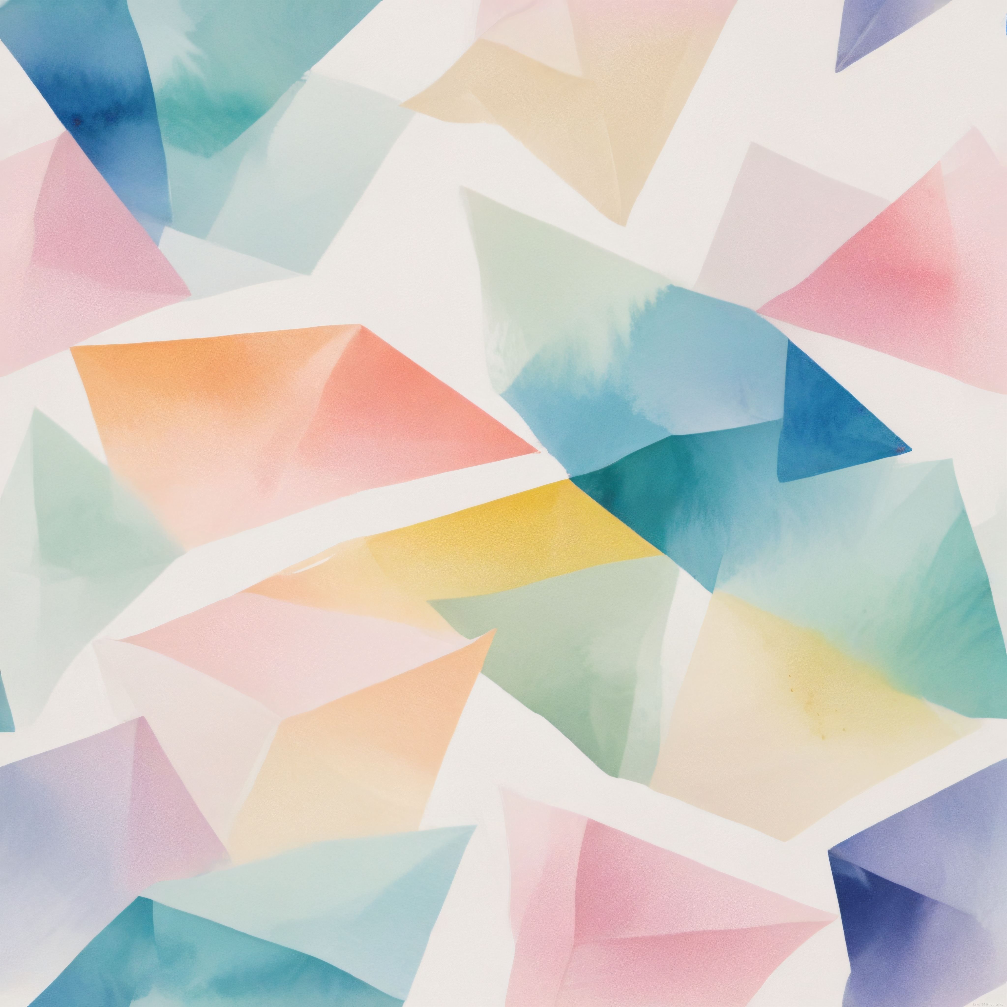 Pastel Suluboya Geometrik Şekillerle Yumuşak Tonlarda Soyut Sanat