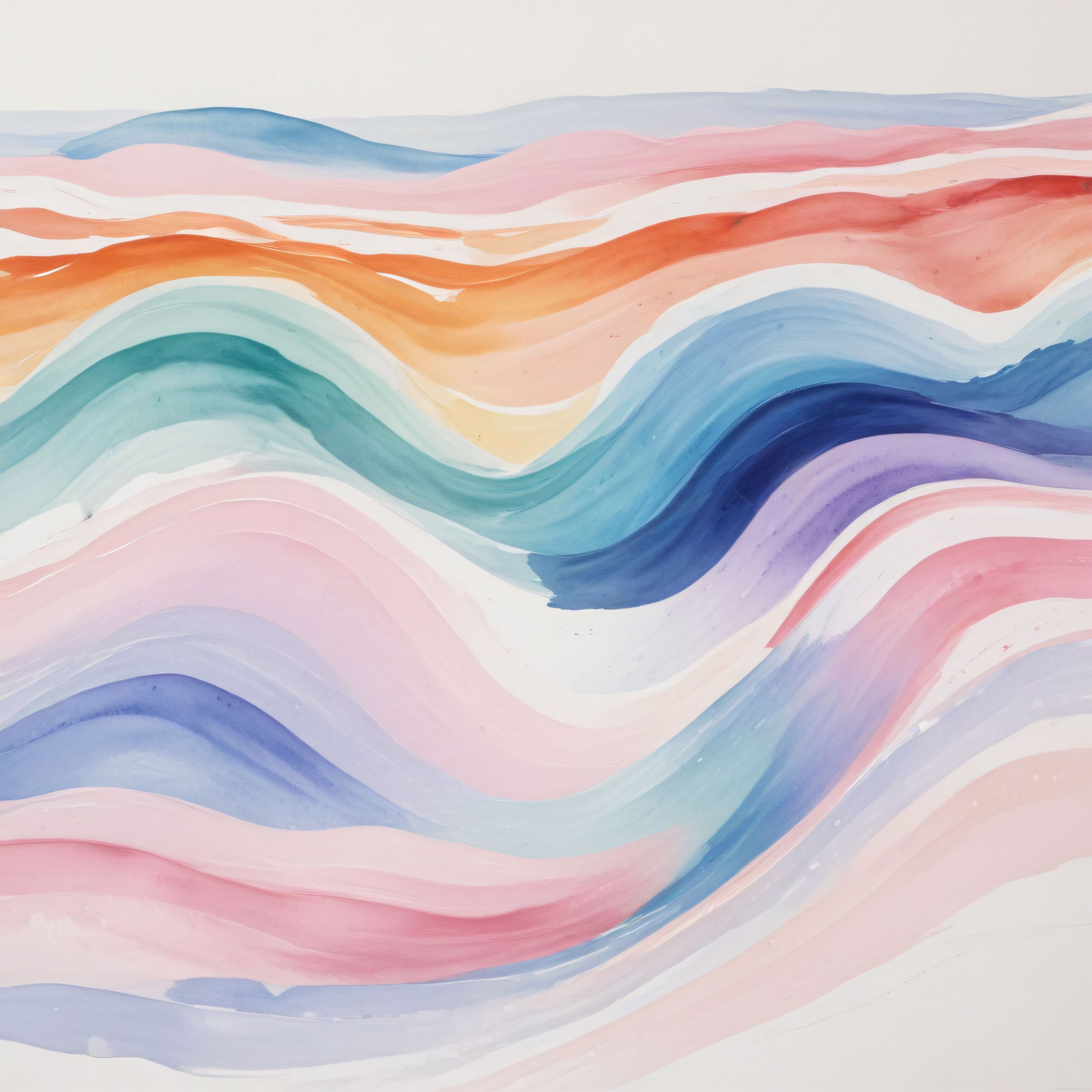 Pastel Tonlarda Akışkan Suluboya Dalgaları: Modern Duvar Dekoru İçin Soyut Sanat