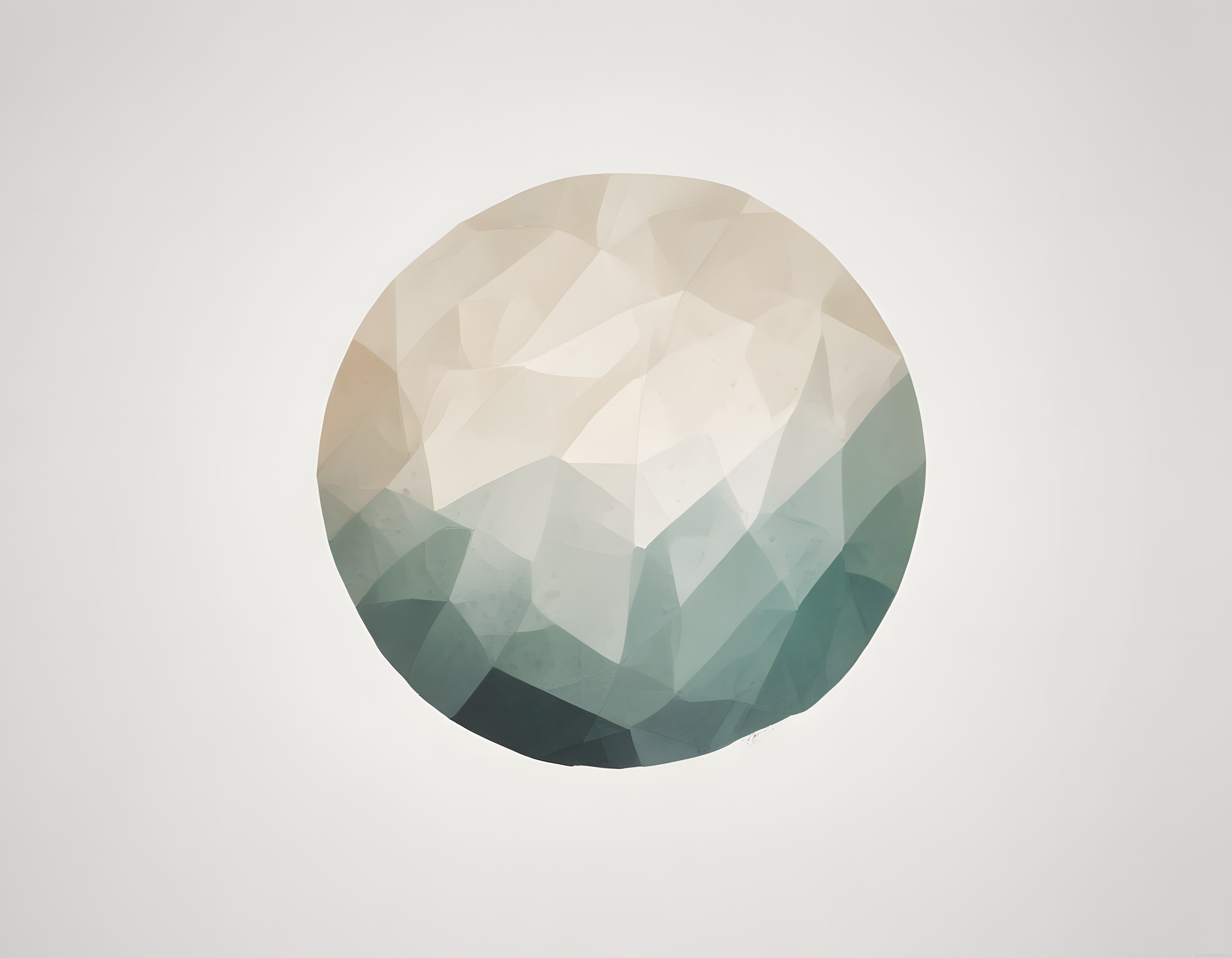 Pastel Tonlarda Düşük Poligon Soyut Daire: Modern Geometrik Duvar Sanatı