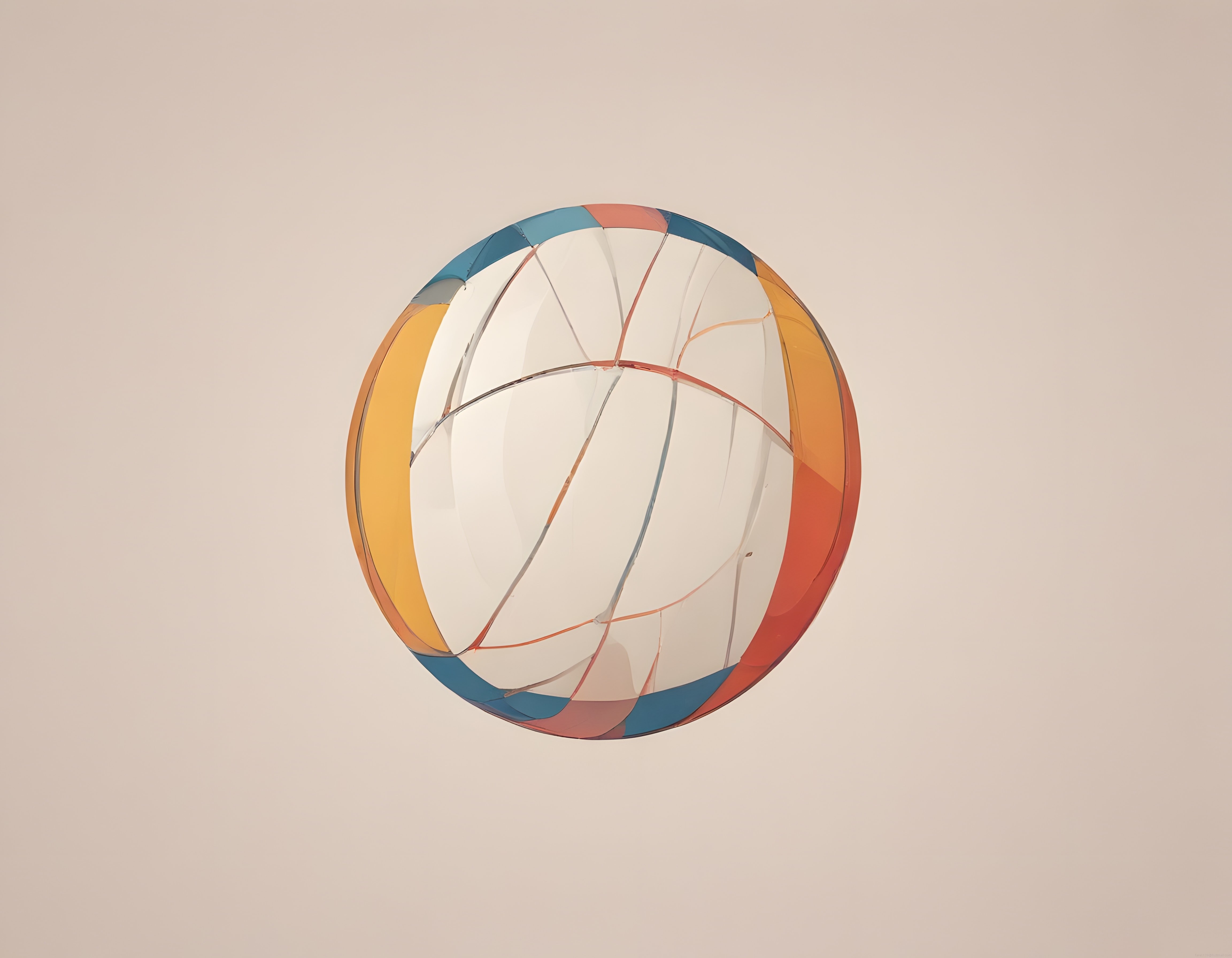 Pastel Tonlarda Geometrik Cam Küre: Minimal ve Soyut 3D Render Tasarım
