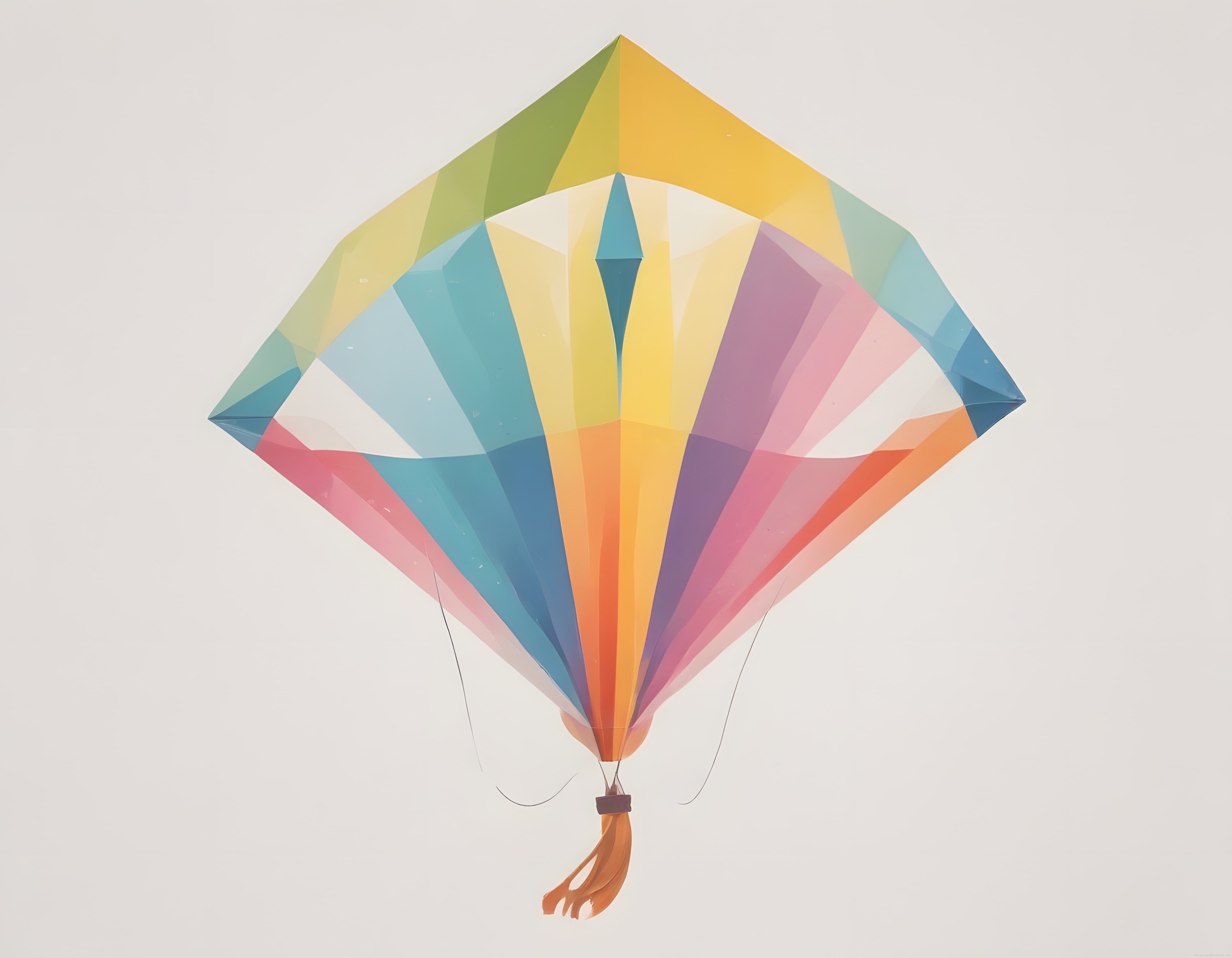 Pastel Tonlarda Geometrik Desenli Vintage Uçurtma ve Balon Çalışması