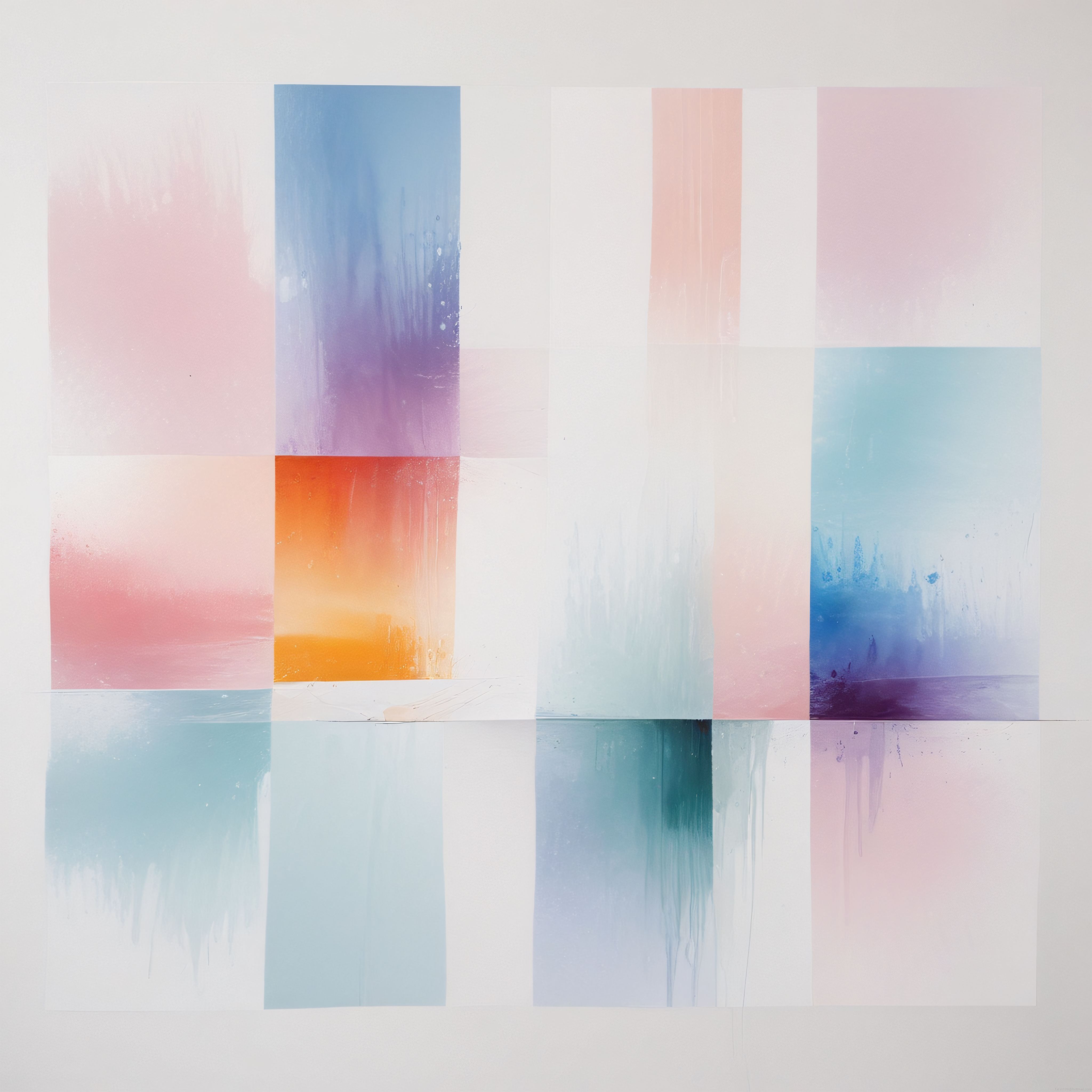 Pastel tonlarda geometrik soyut boyama: modern minimalist sanat eseri