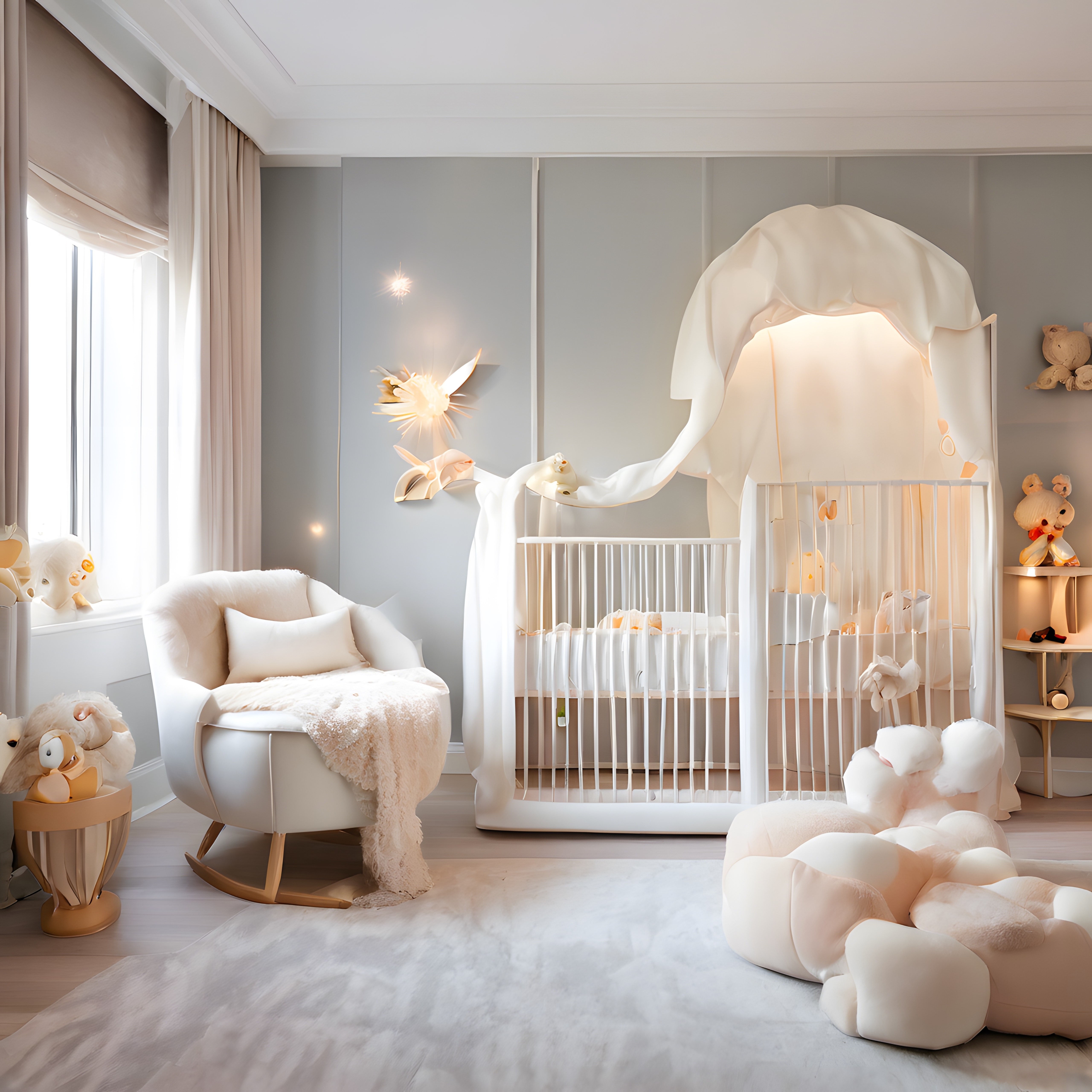 Pastel Tonlarda Huzur Veren Lüks ve Modern Bebek Odası Dekorasyonu