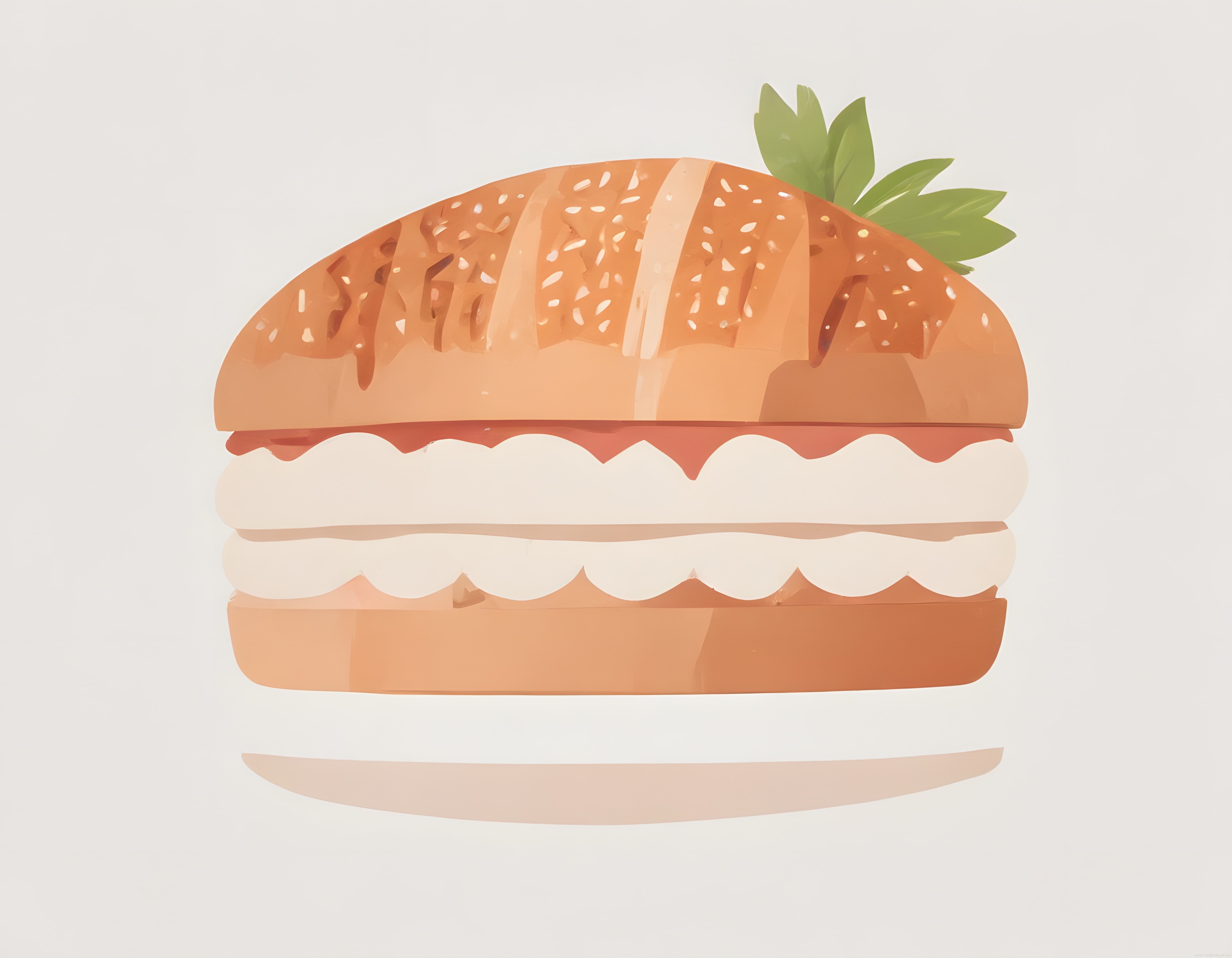 Pastel tonlarda illüstrasyon tarzı sevimli sandviç burger tasarımı ve dijital yemek sanatı