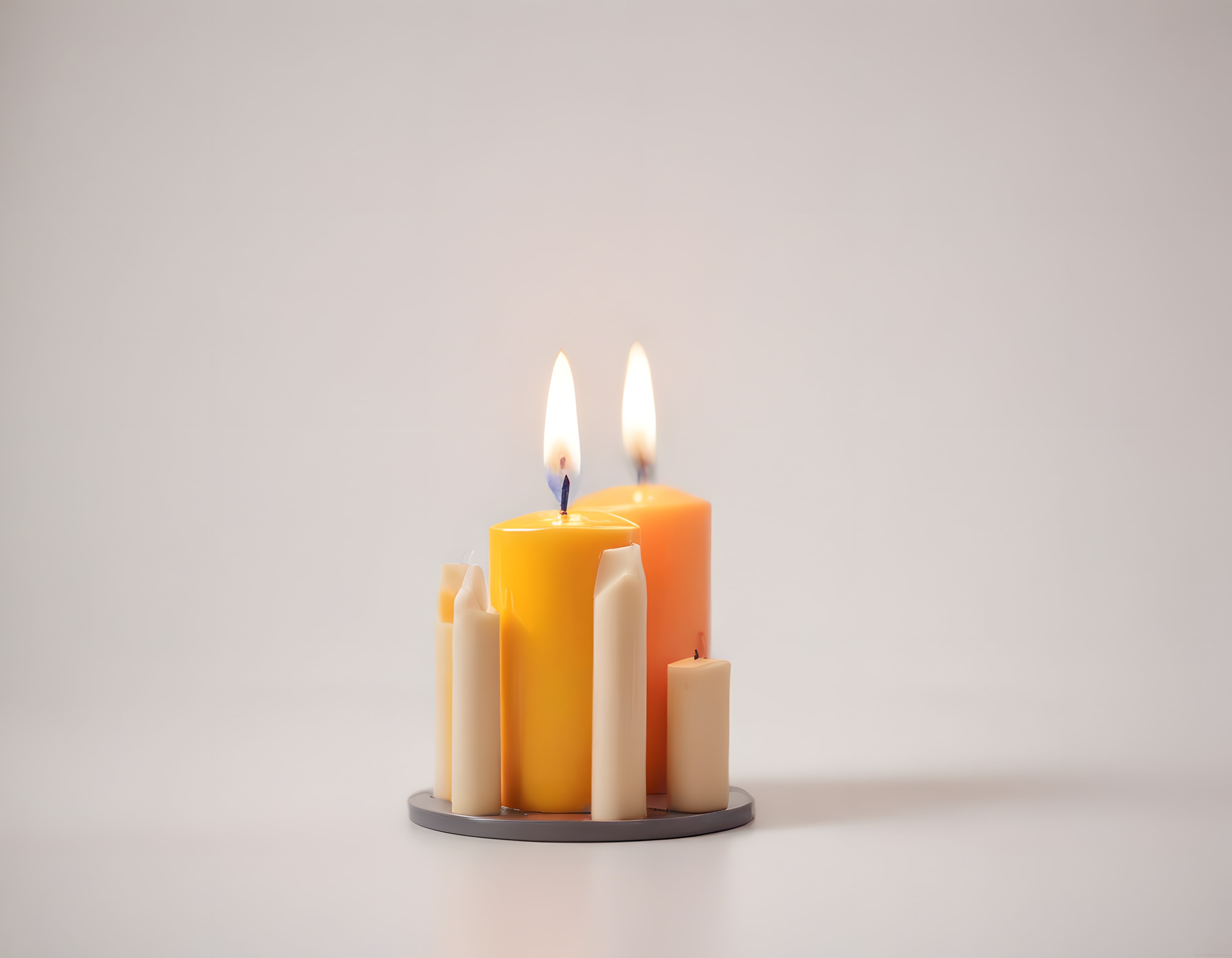 Pastel Tonlarda Minimal Mum Dekorasyonu ve Sıcak Işık Detayları