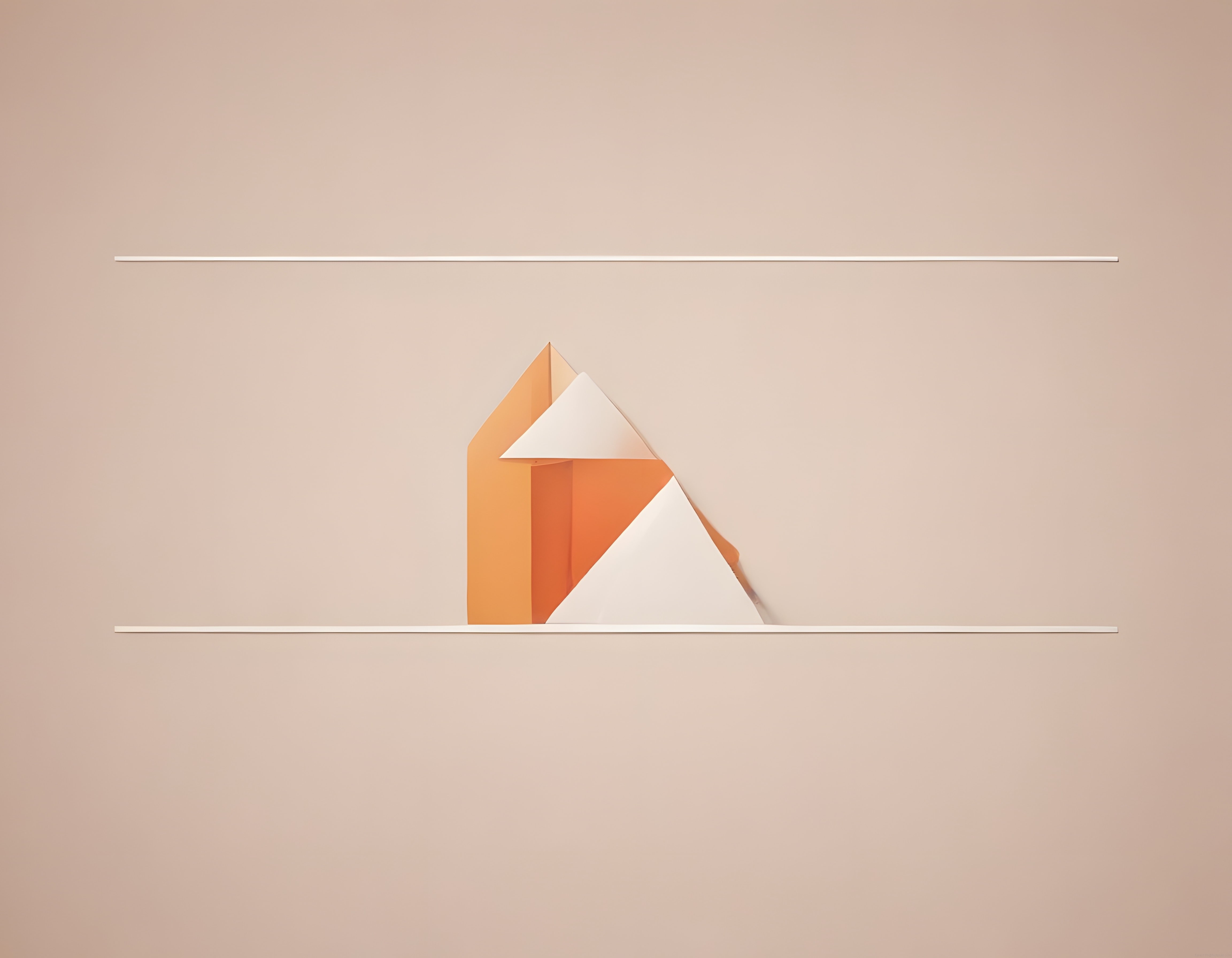 Pastel Tonlarda Minimalist Geometrik Kağıt Sanatı ve Soyut Tasarım