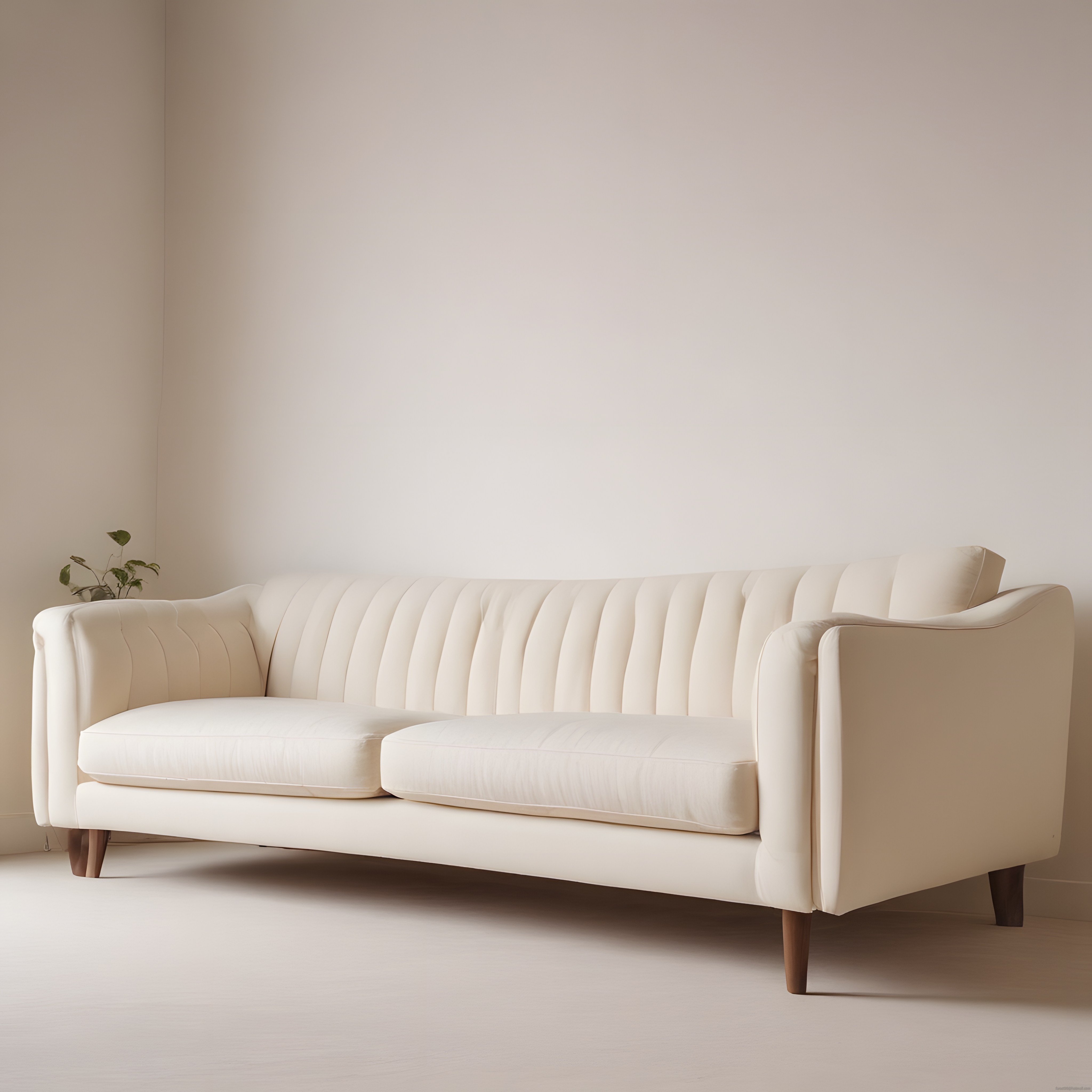 Pastel Tonlarda Minimalist Oturma Odası ve Krem Rengi Modern Kanepe