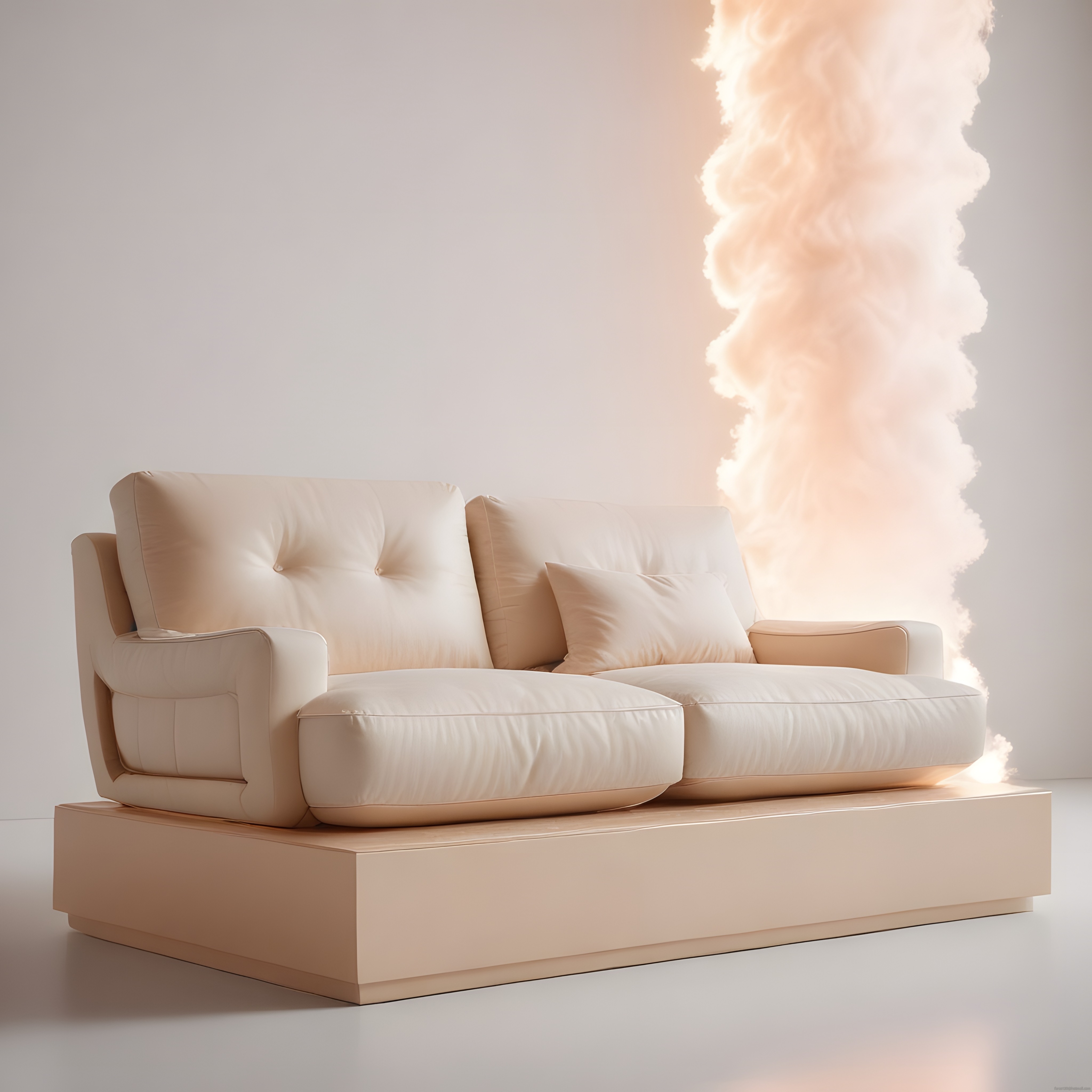 Pastel Tonlarda Modern İkili Kanepe ve Duvar Aydınlatmalı İç Mekan Tasarımı