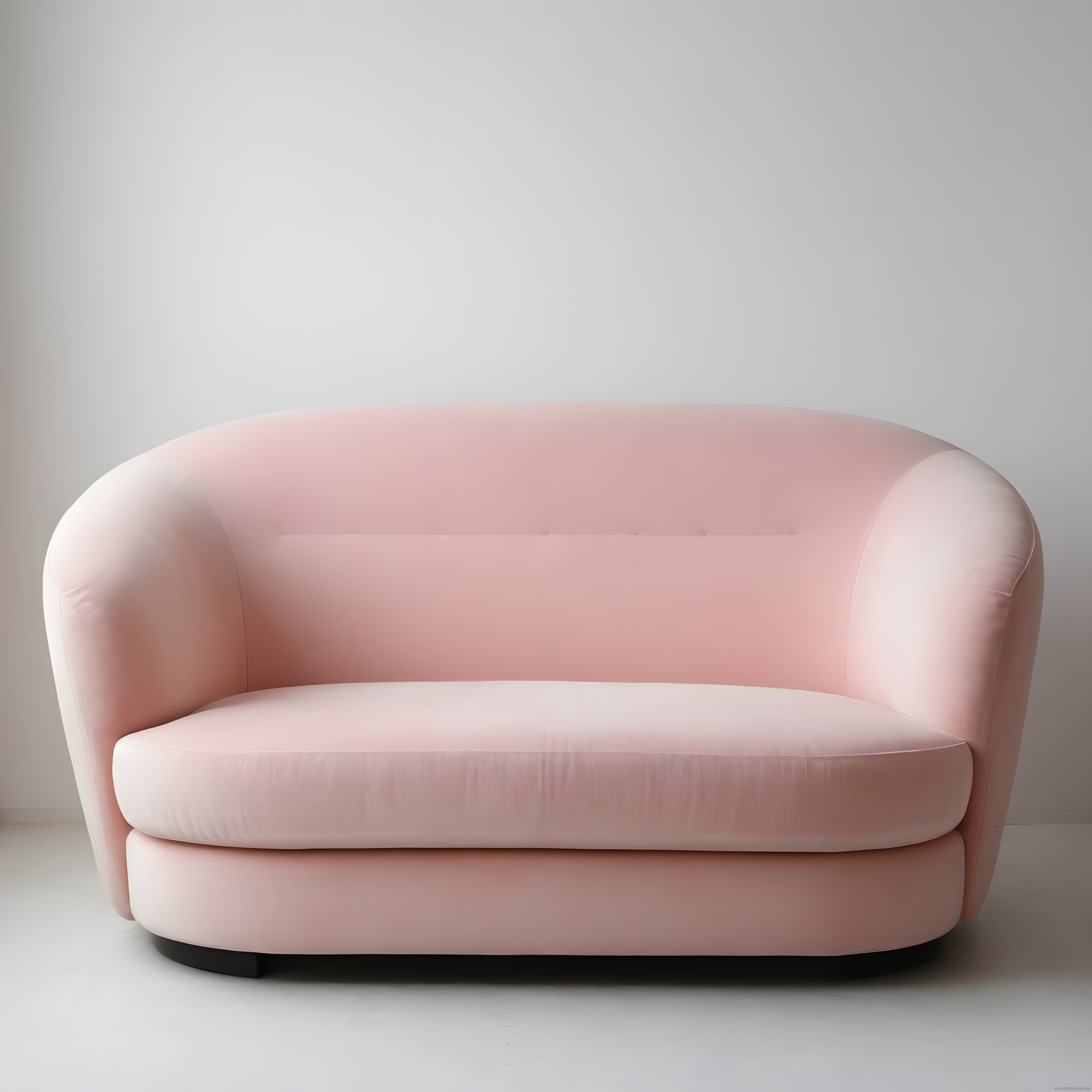 Pastel tonlarda modern kabarık koltuk tasarımı ve minimalist stüdyo atmosferi