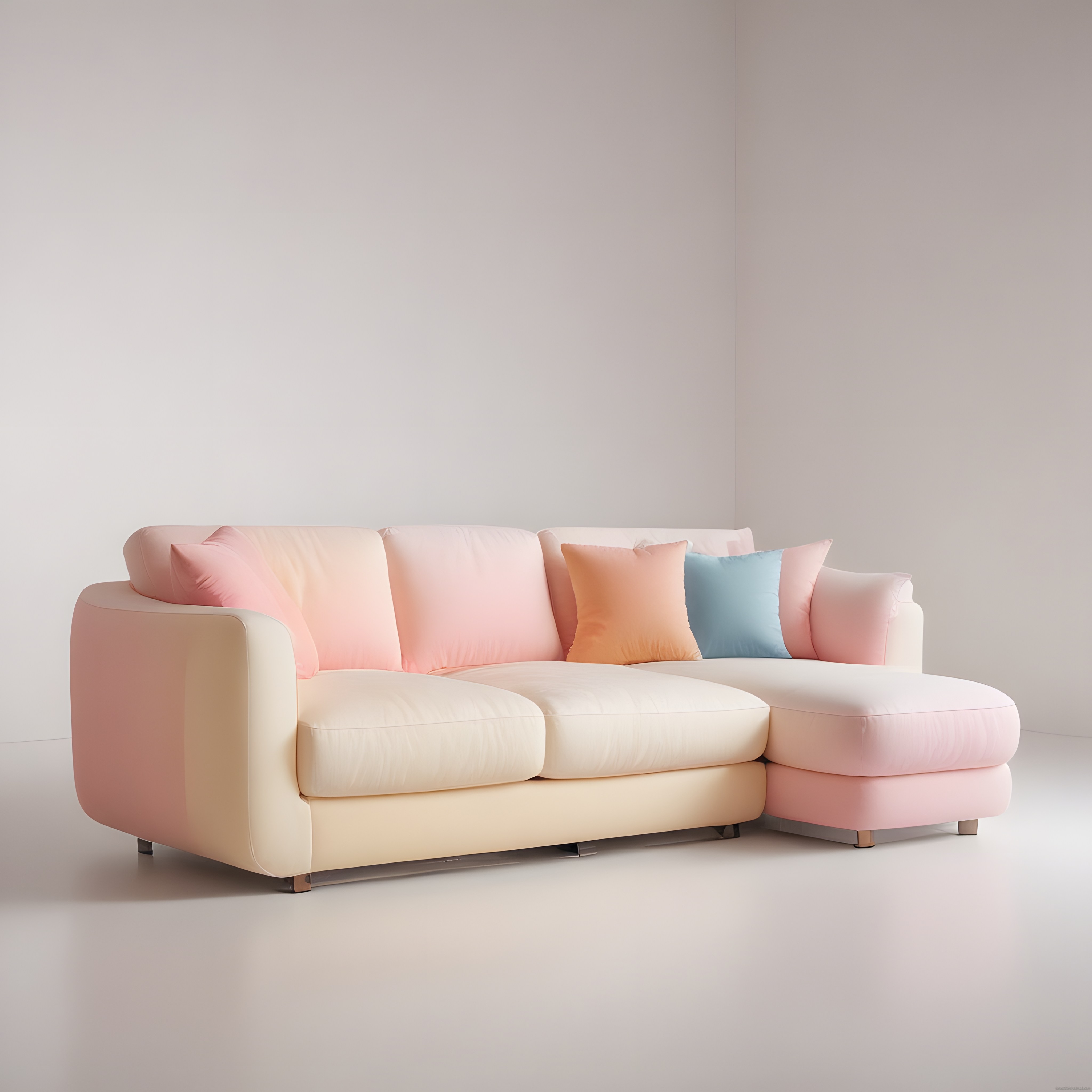 Pastel Tonlarda Modern Köşe Koltuk ve Yastıklarla Zarif Salon Dekorasyonu