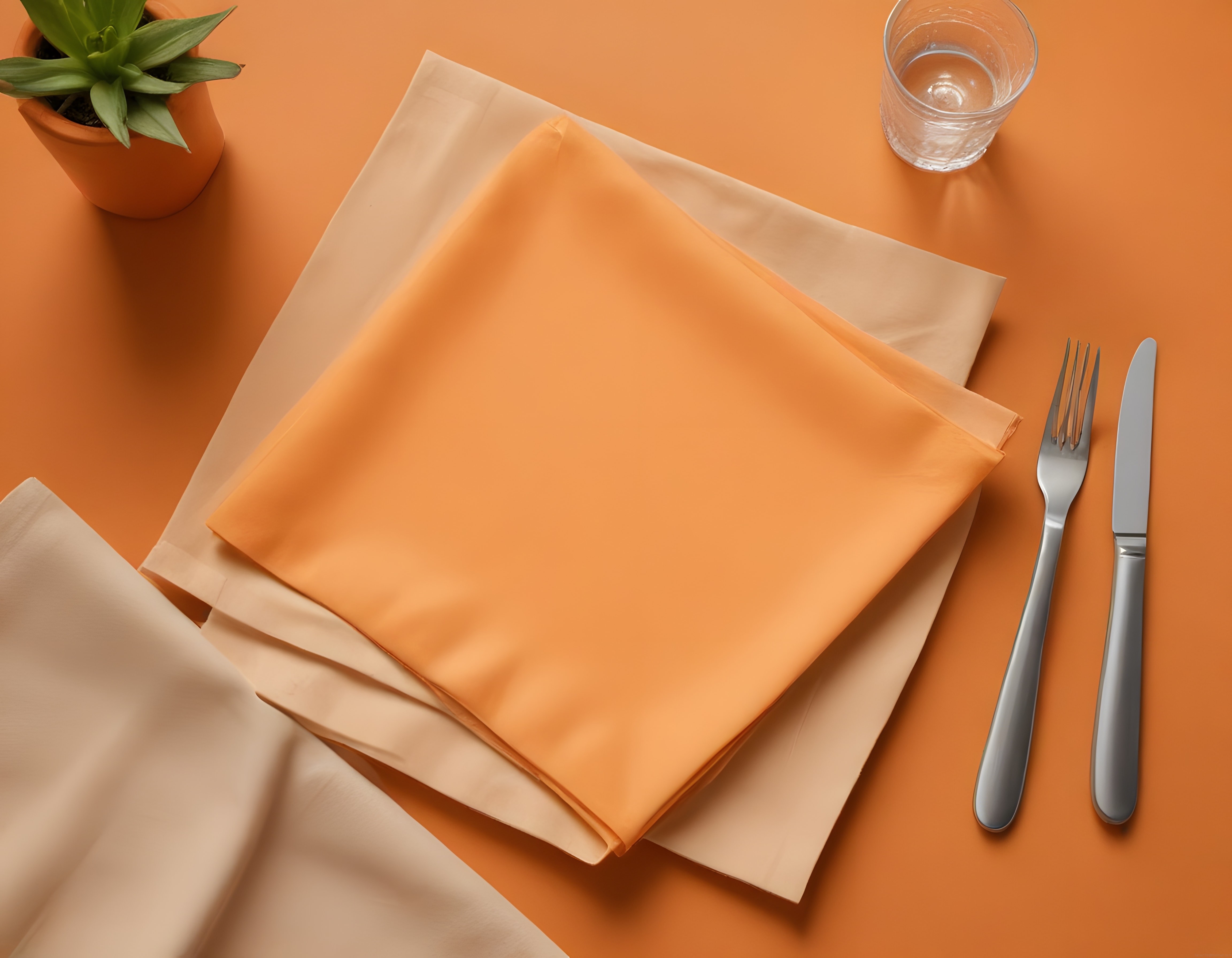Pastel Tonlarda Modern Yemek Masası Dekoru ve Katlanmış Peçeteler