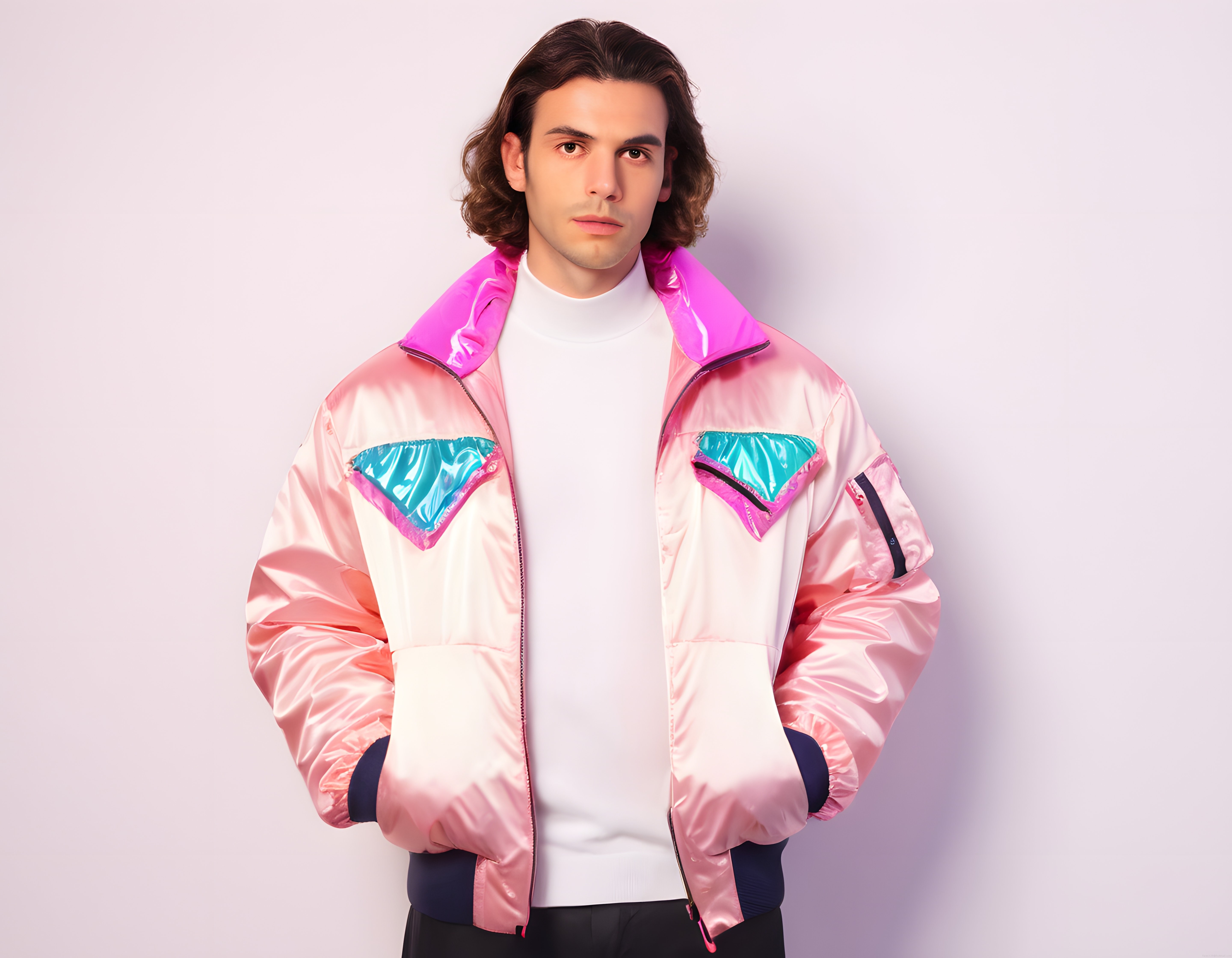 Pastel Tonlarda Oversize Bomber Ceket ve Minimal Beyaz Bluz Kombini