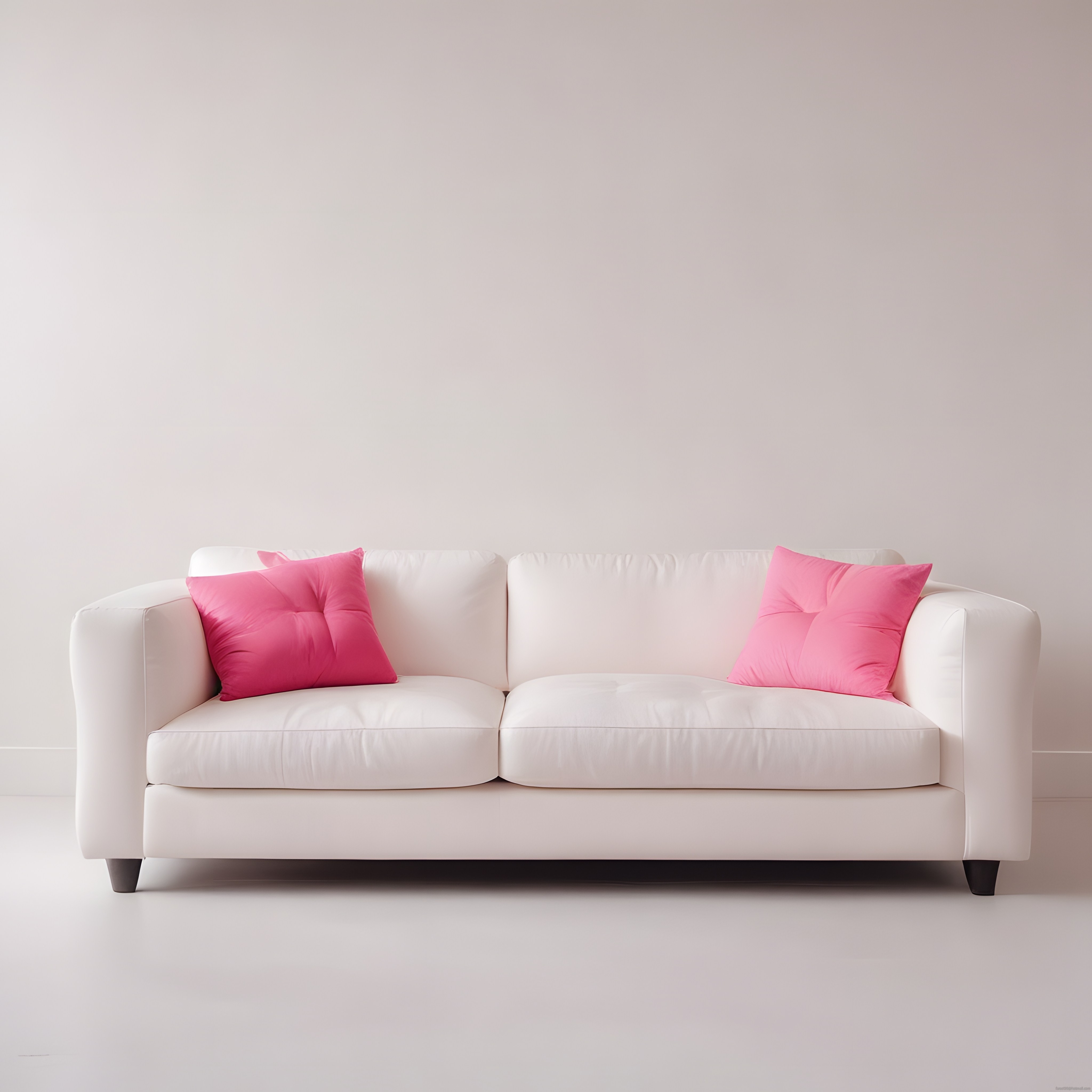 Pastel Tonlarda Pembe Yastıklı Beyaz Kanepe ile Modern Salon Dekorasyonu