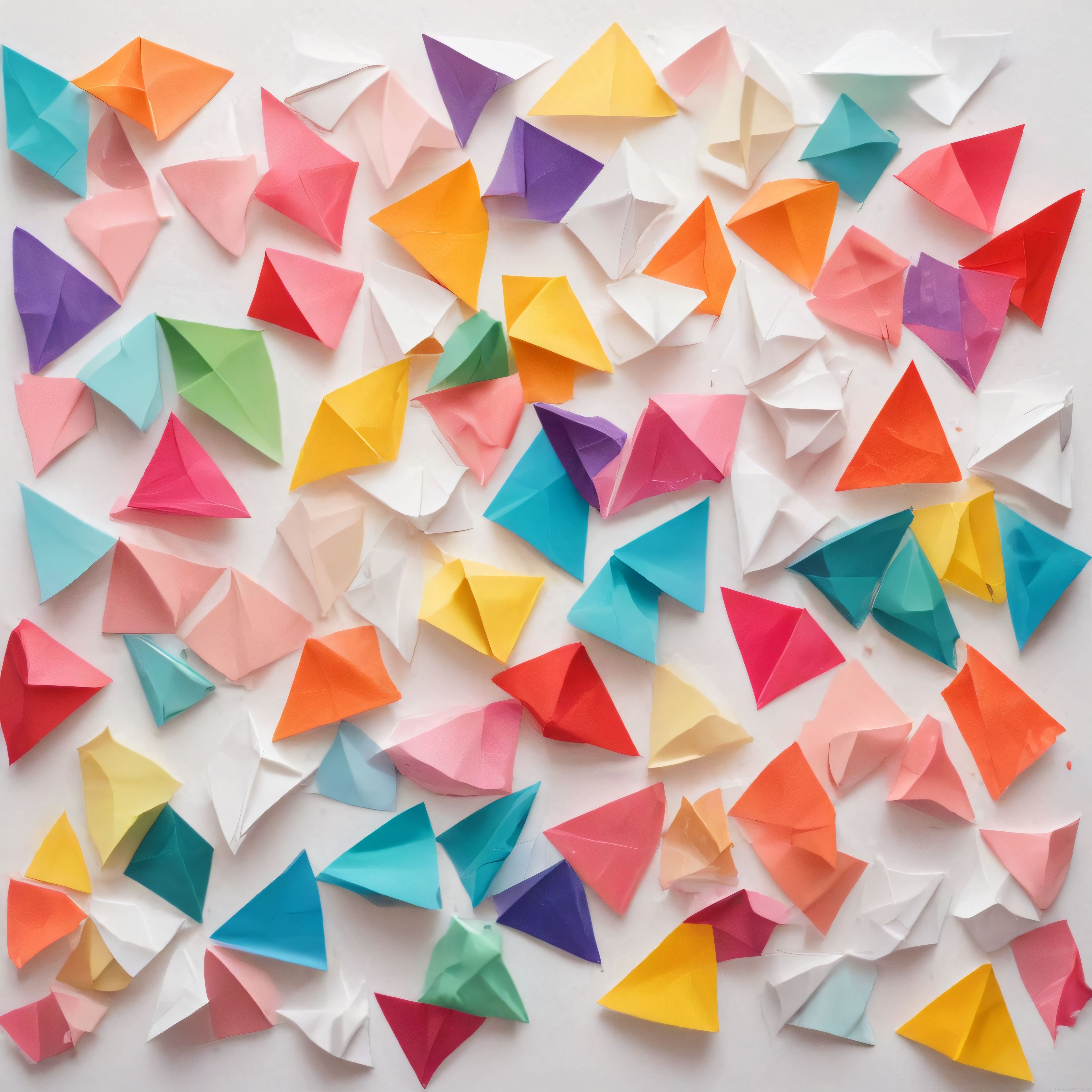 Pastel tonlarda renkli origami kağıtlarının oluşturduğu geometrik desen