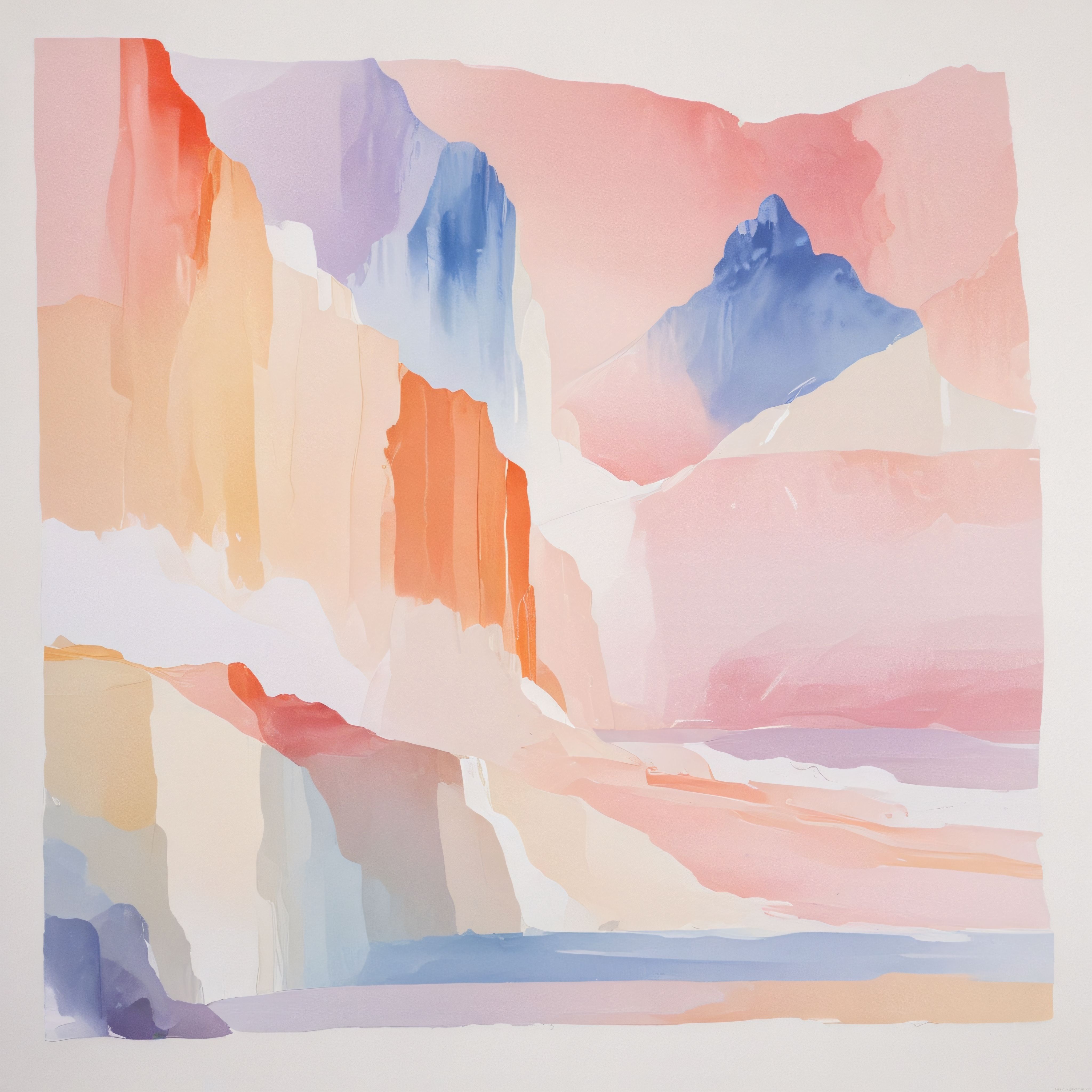 Pastel Tonlarda Rüya Gibi Soyut Suluboya Manzara ve Modern Sanat Kompozisyonu