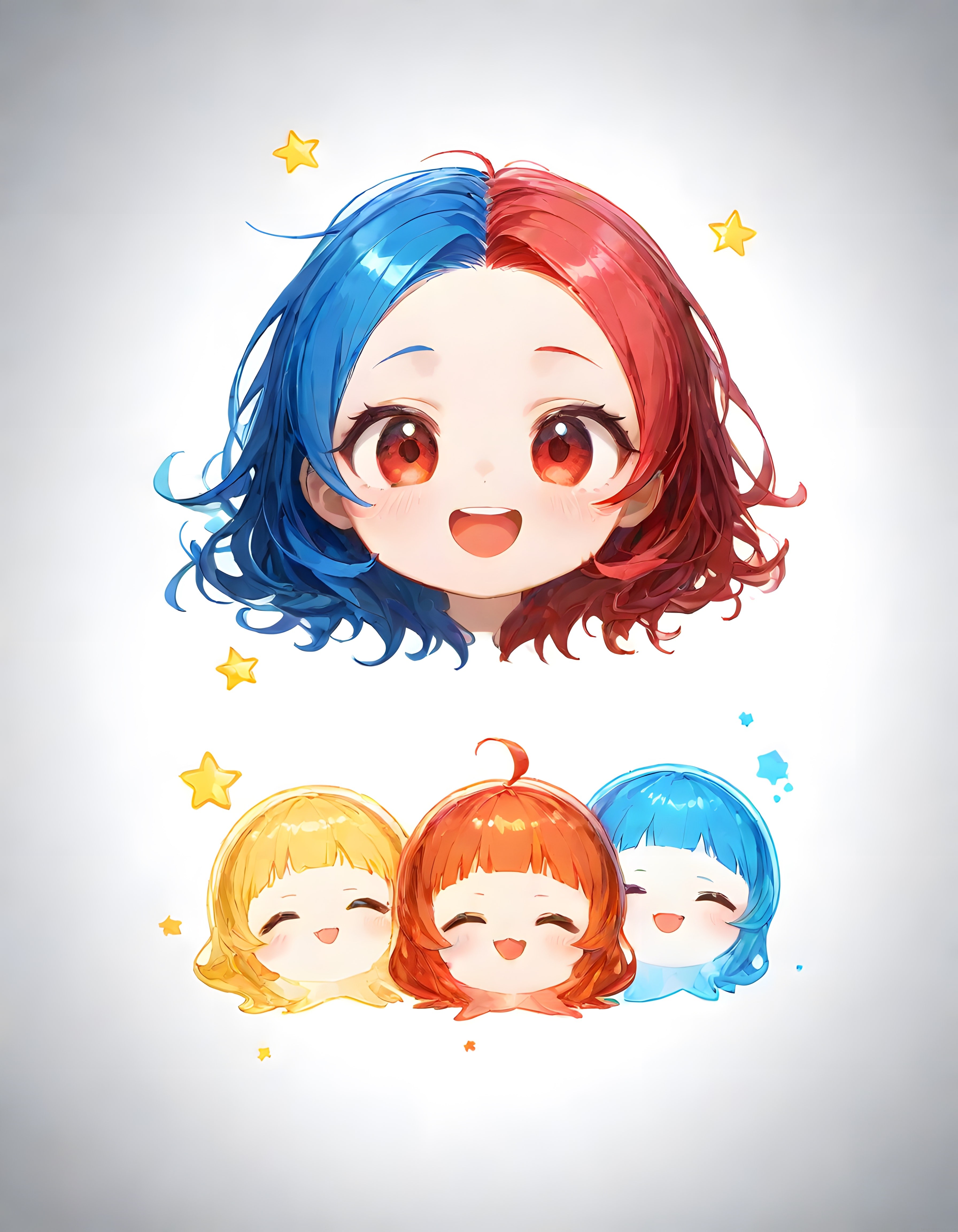 Pastel Tonlarda Sevimli Chibi Anime Karakter Dijital Sanat Çalışması