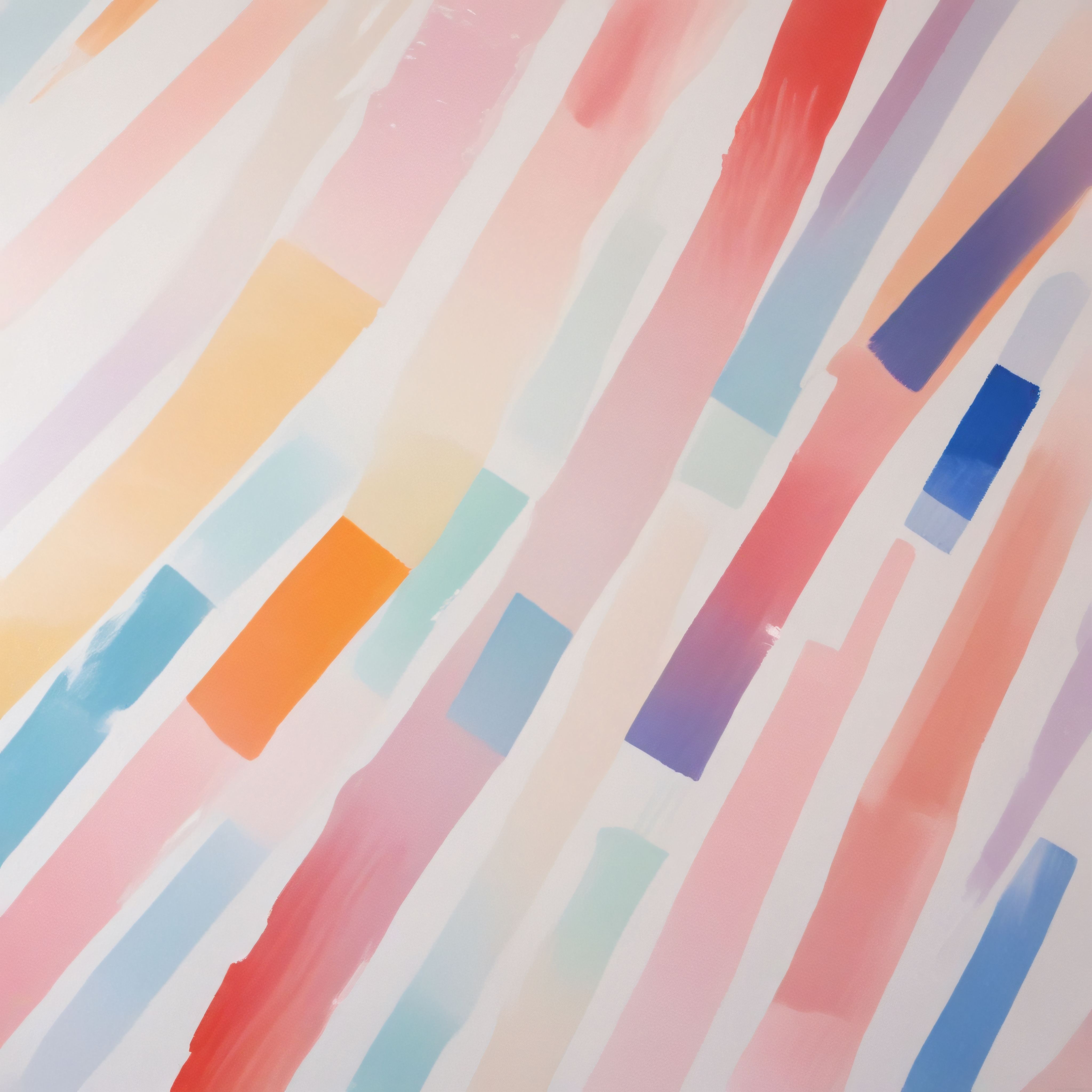 Pastel tonlarda soyut fırça darbeleriyle yumuşak ve renkli modern sanat çalışması