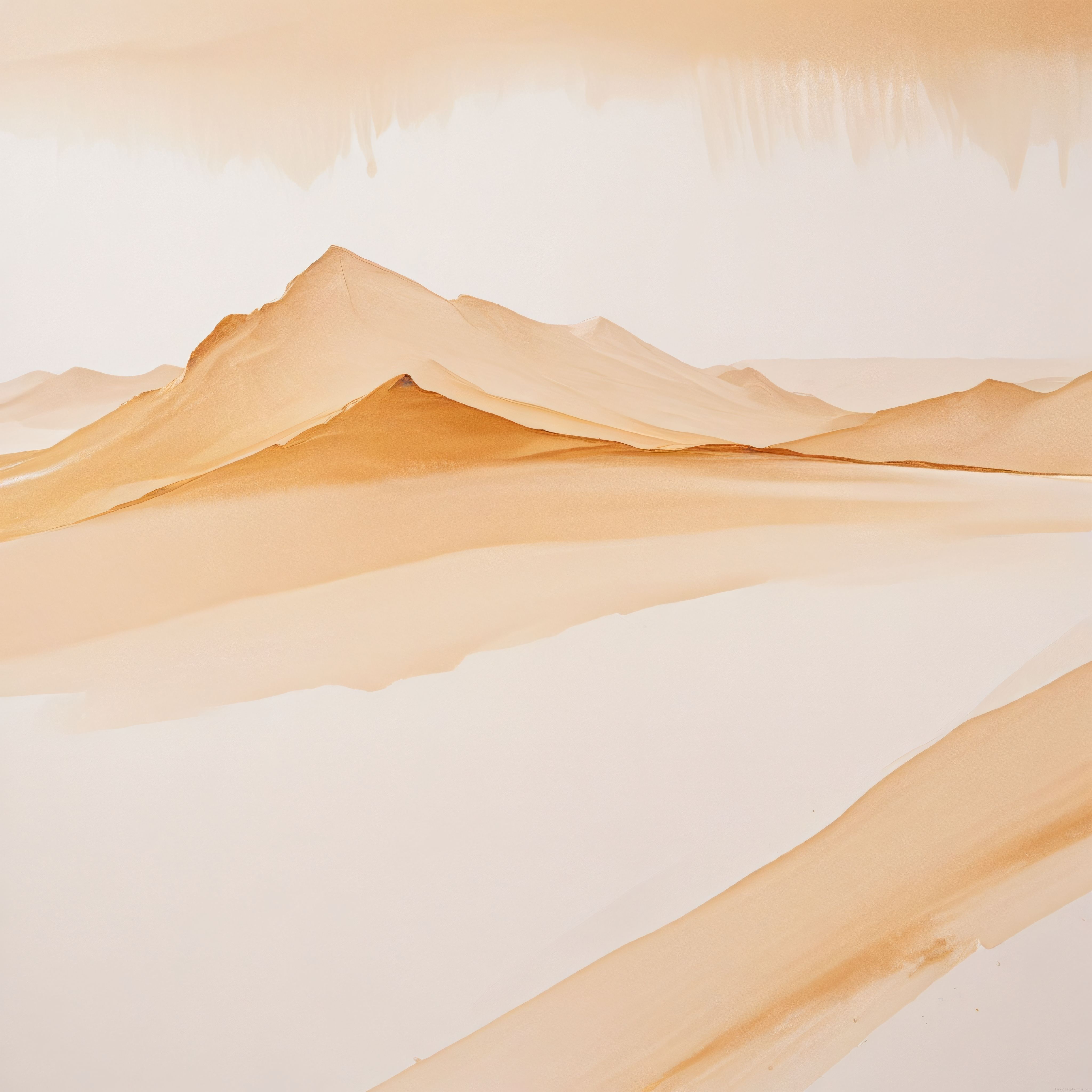 Pastel Tonlarda Suluboya Dağ Manzarası: Minimalist ve Huzurlu Bir Sanat Eseri