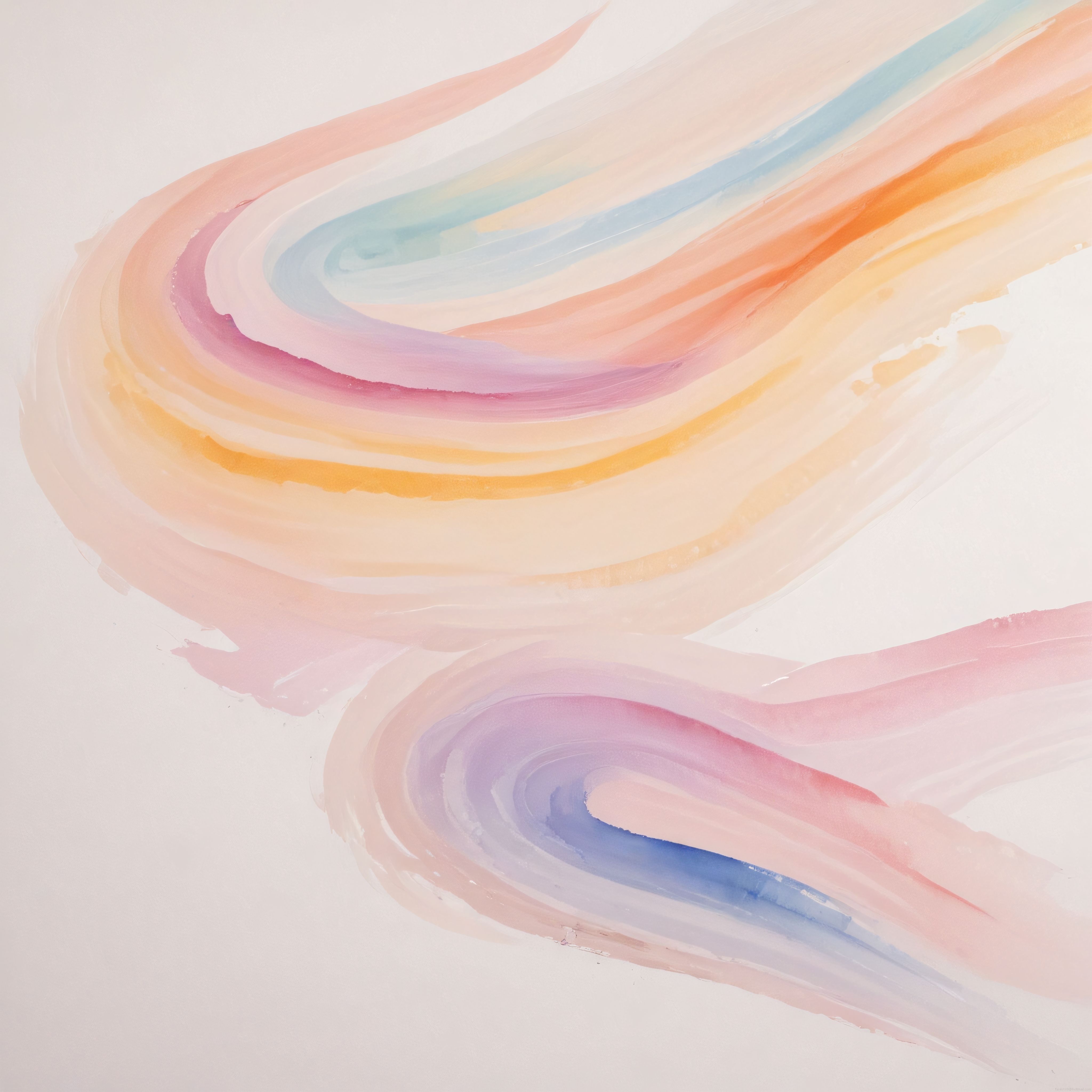 Pastel Tonlarda Suluboya Tekniğiyle Yaratılmış Soyut ve Akışkan Sanat Eseri