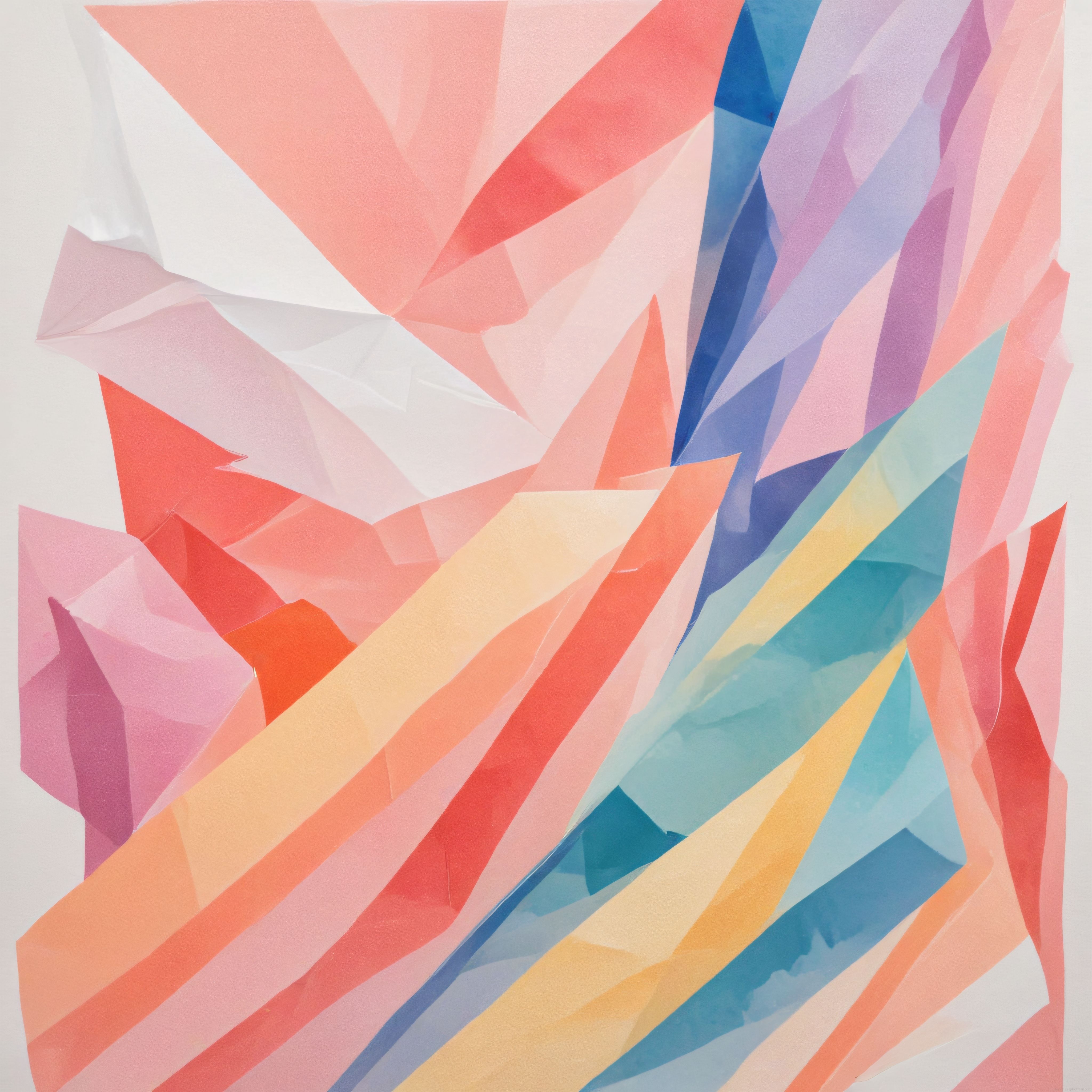 Pastel Tonlarda Yarı Saydam Geometrik Katmanların Soyut Sanat Dansı