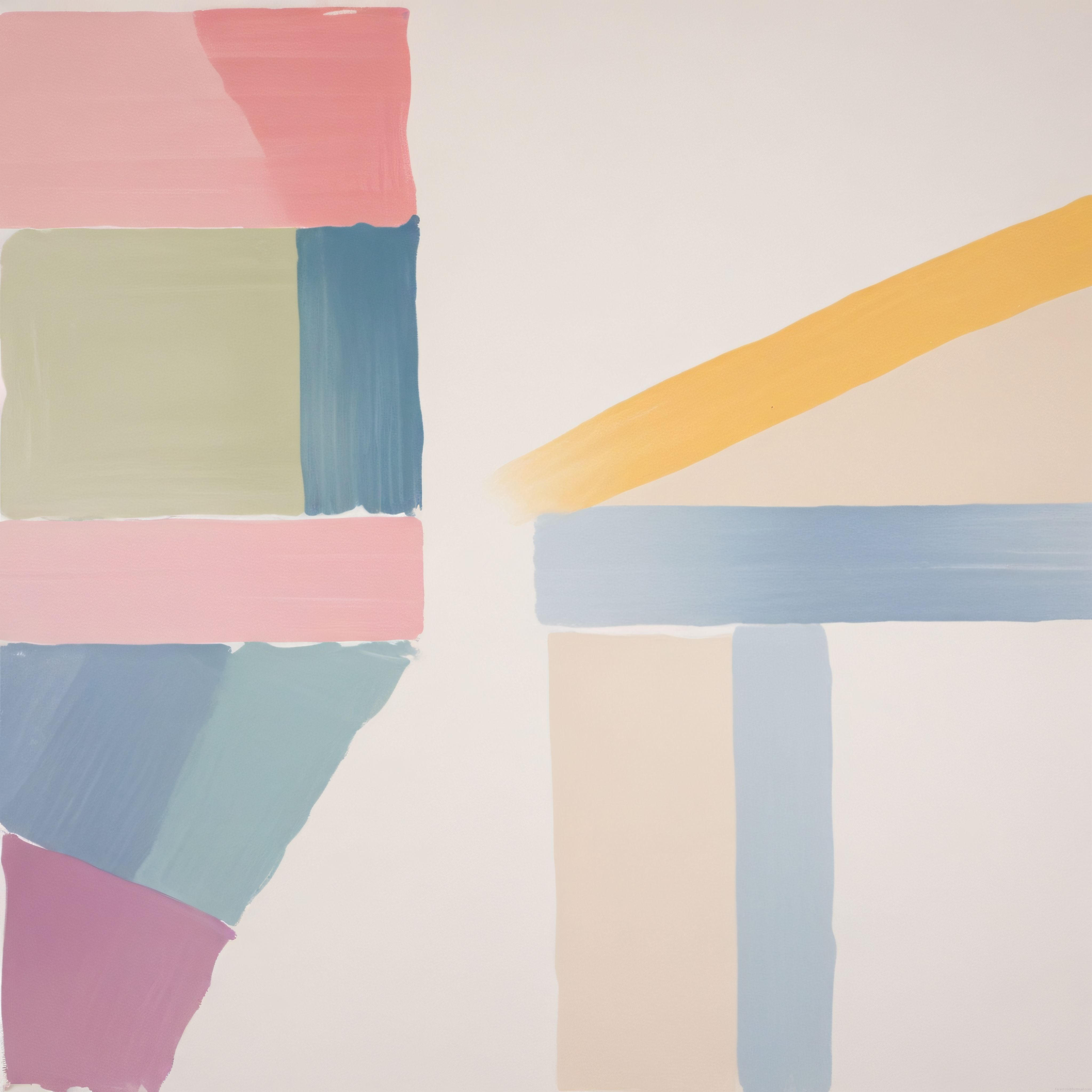 pastel tonlarda yumuşak geometrik şekiller ve soyut boya kompozisyonu