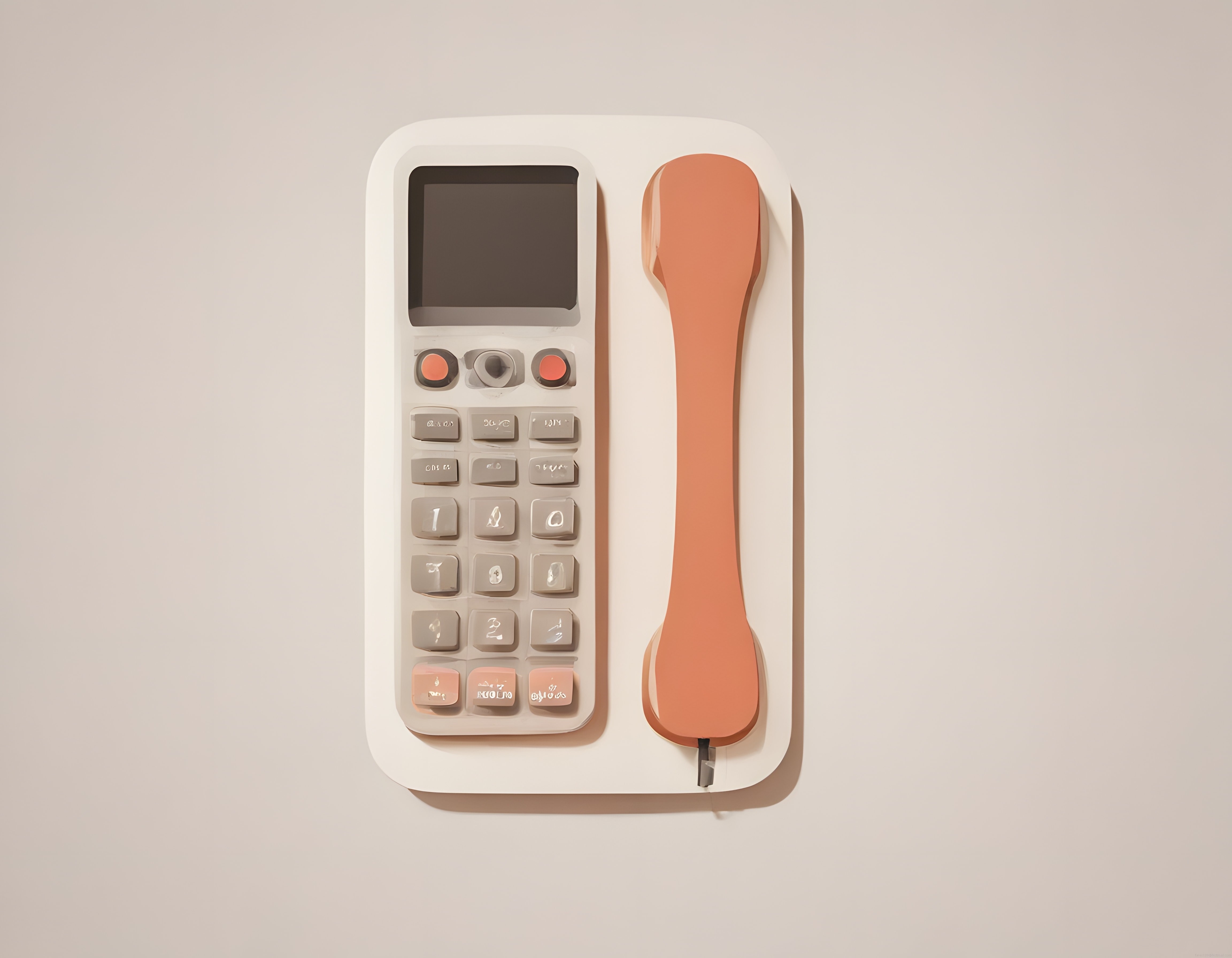 Pastel Tonlarında Retro Duvar Telefonu ve Minimal Teknoloji Tasarımı