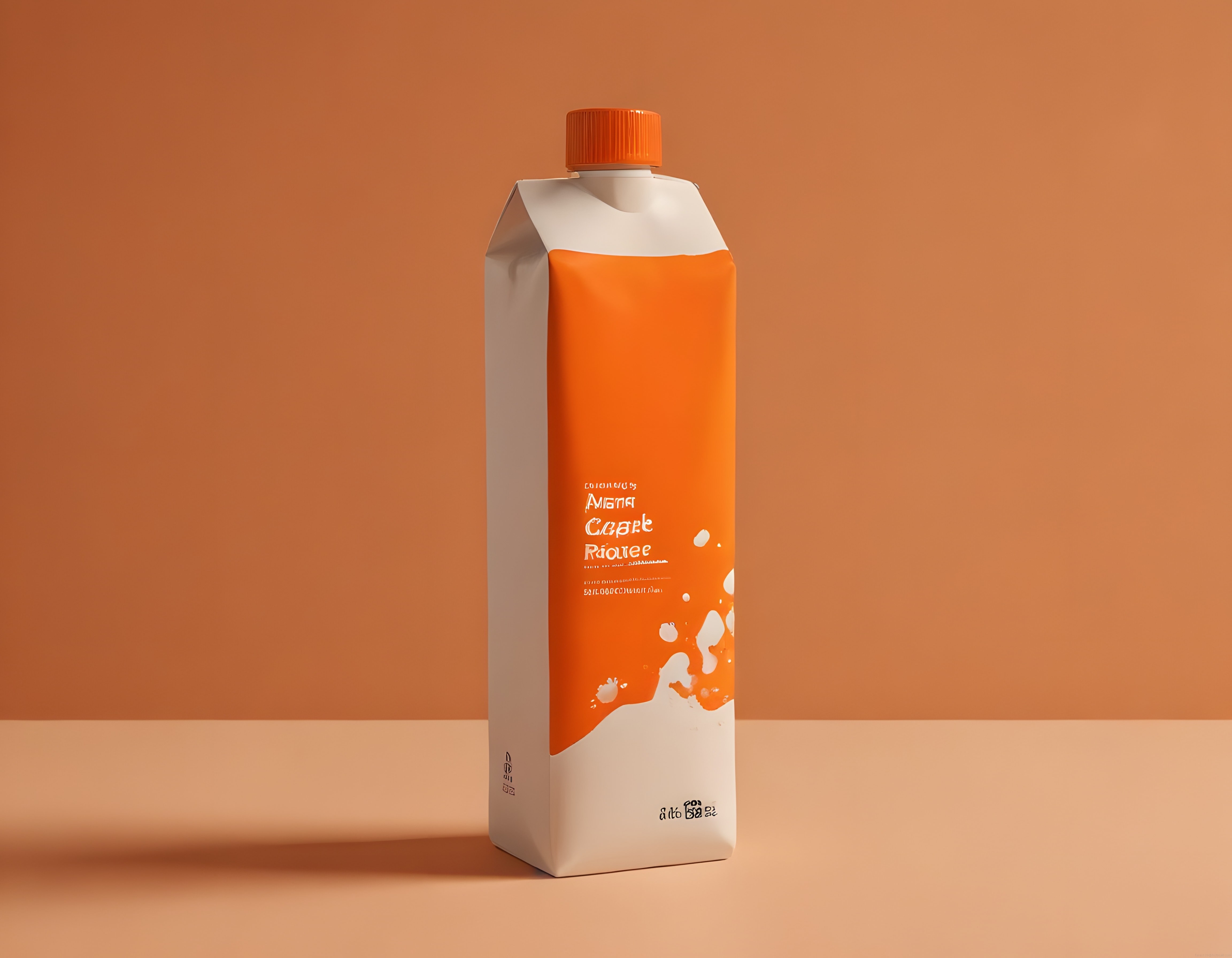 Pastel Turuncu Arka Planda Modern Meyve Suyu Tetrapak Ambalaj Çekimi