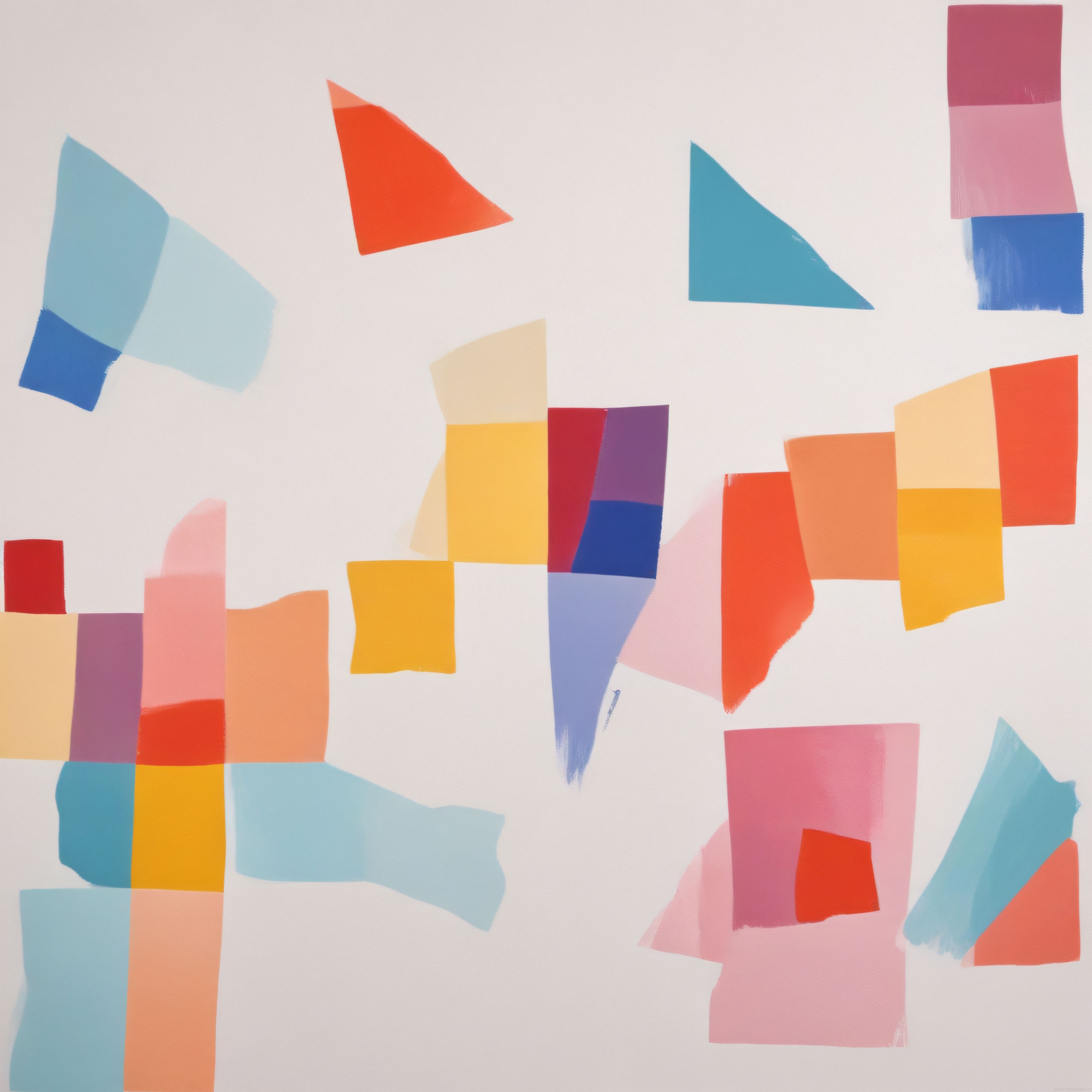 Pastel ve Canlı Renklerle Buluşan Geometrik Soyut Sanat Eseri