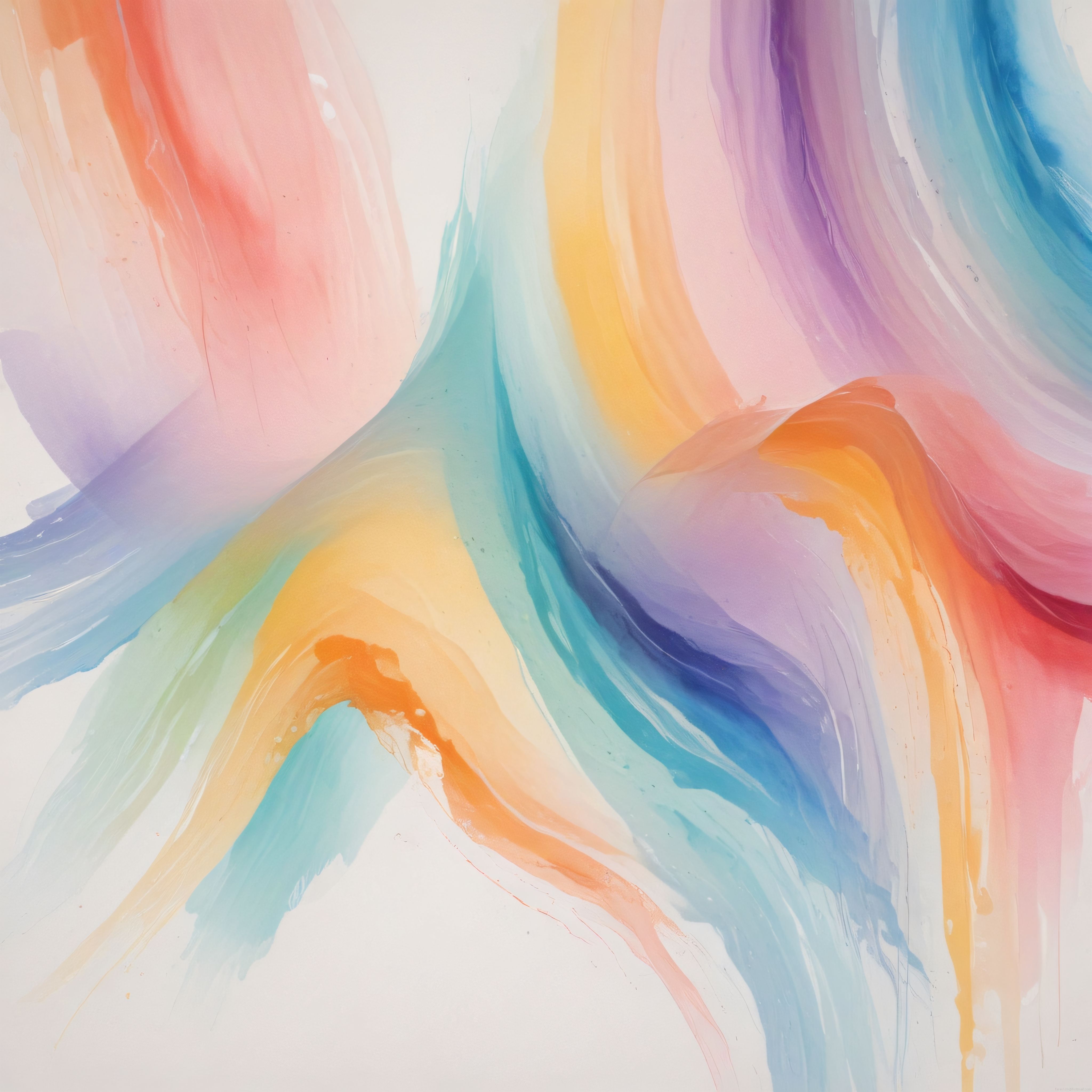 Pastel ve Canlı Renklerle Harmanlanmış Akışkan Soyut Suluboya Sanat Eseri
